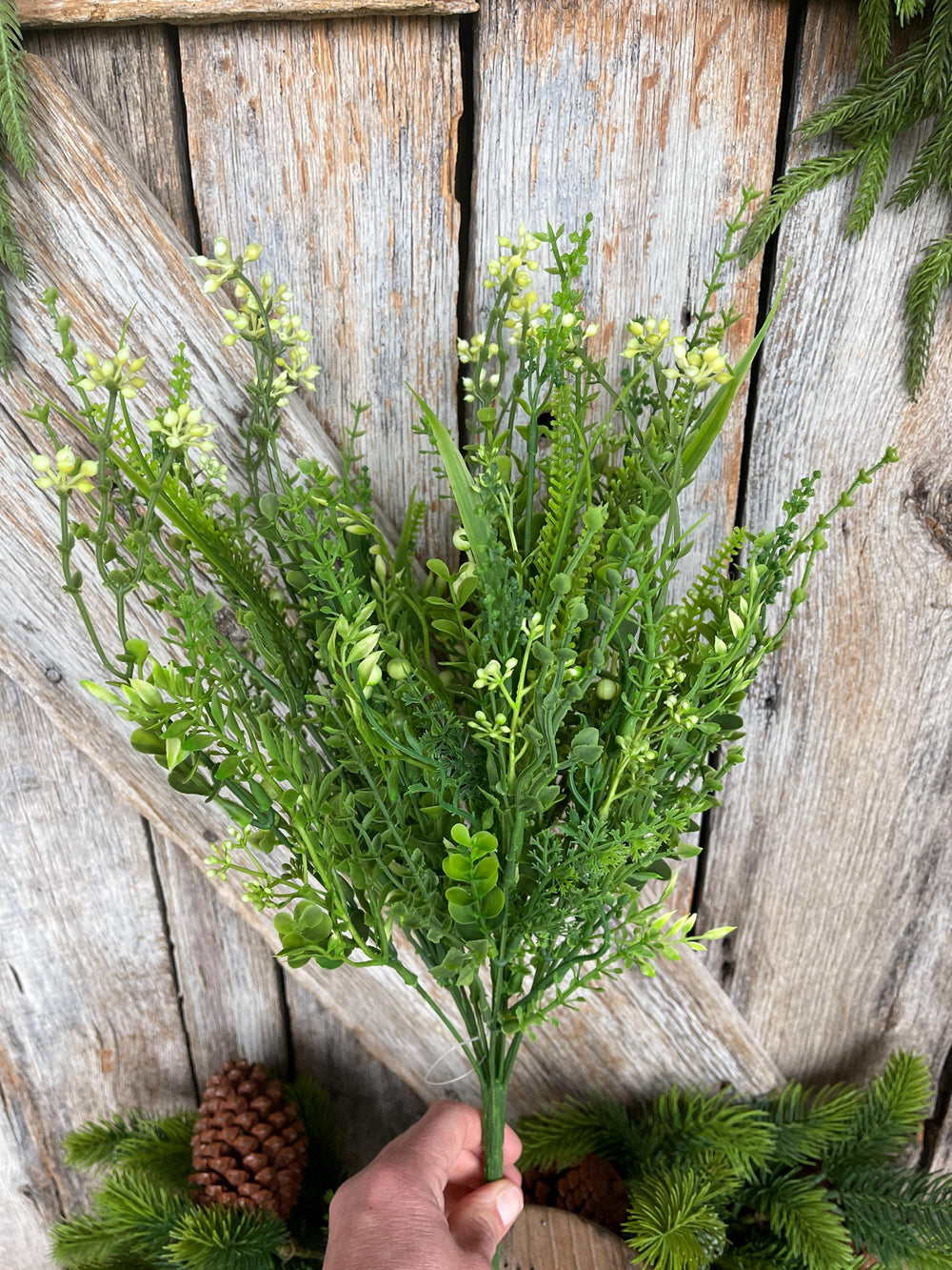 18" Mixed Greenery Bush, Plastic Greenery Bush, Greenery Filler Bush
