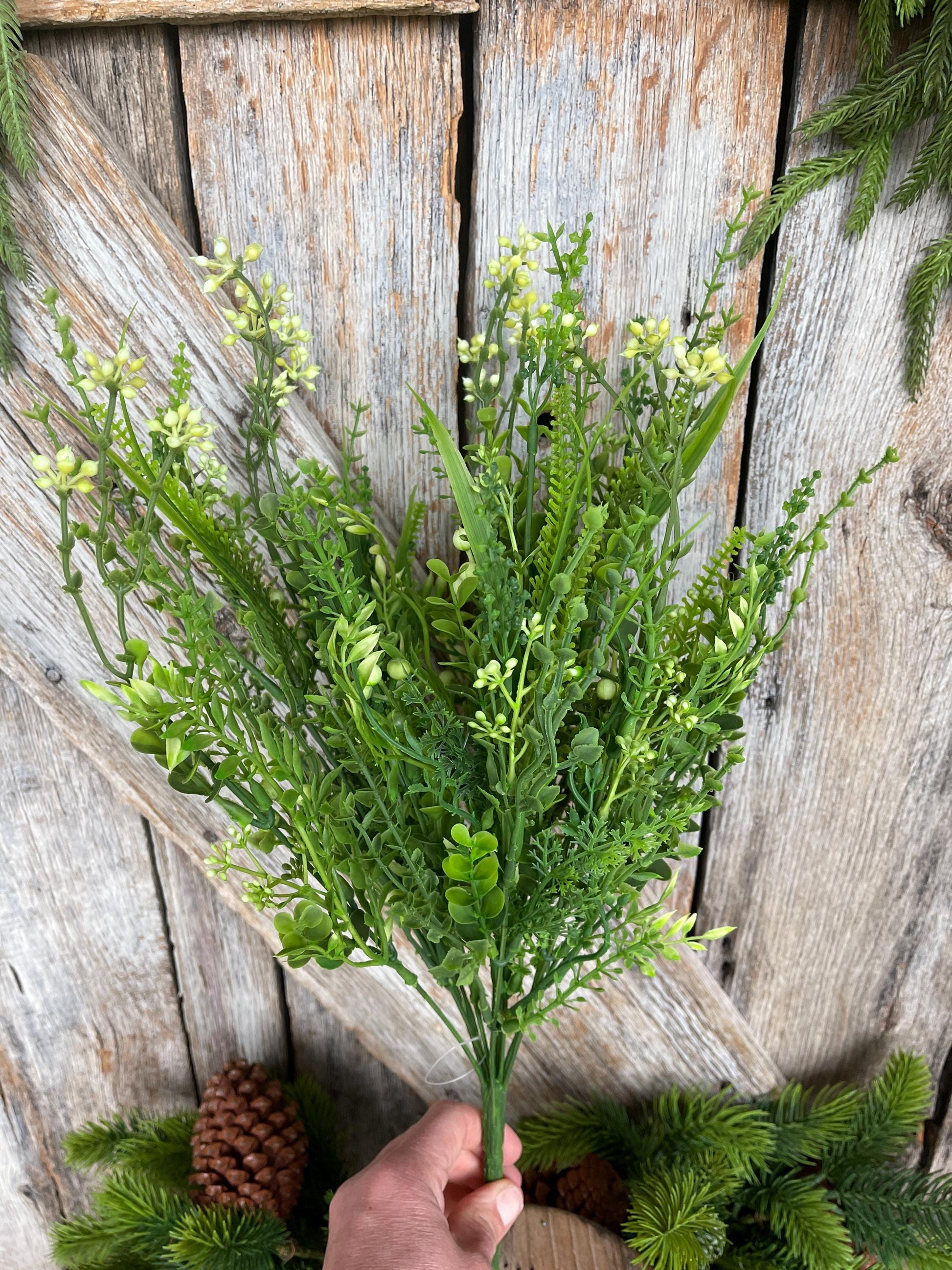 18" Mixed Greenery Bush, Plastic Greenery Bush, Greenery Filler Bush, Wreath Filler Bush, Artificial Greenery Bush, 82376