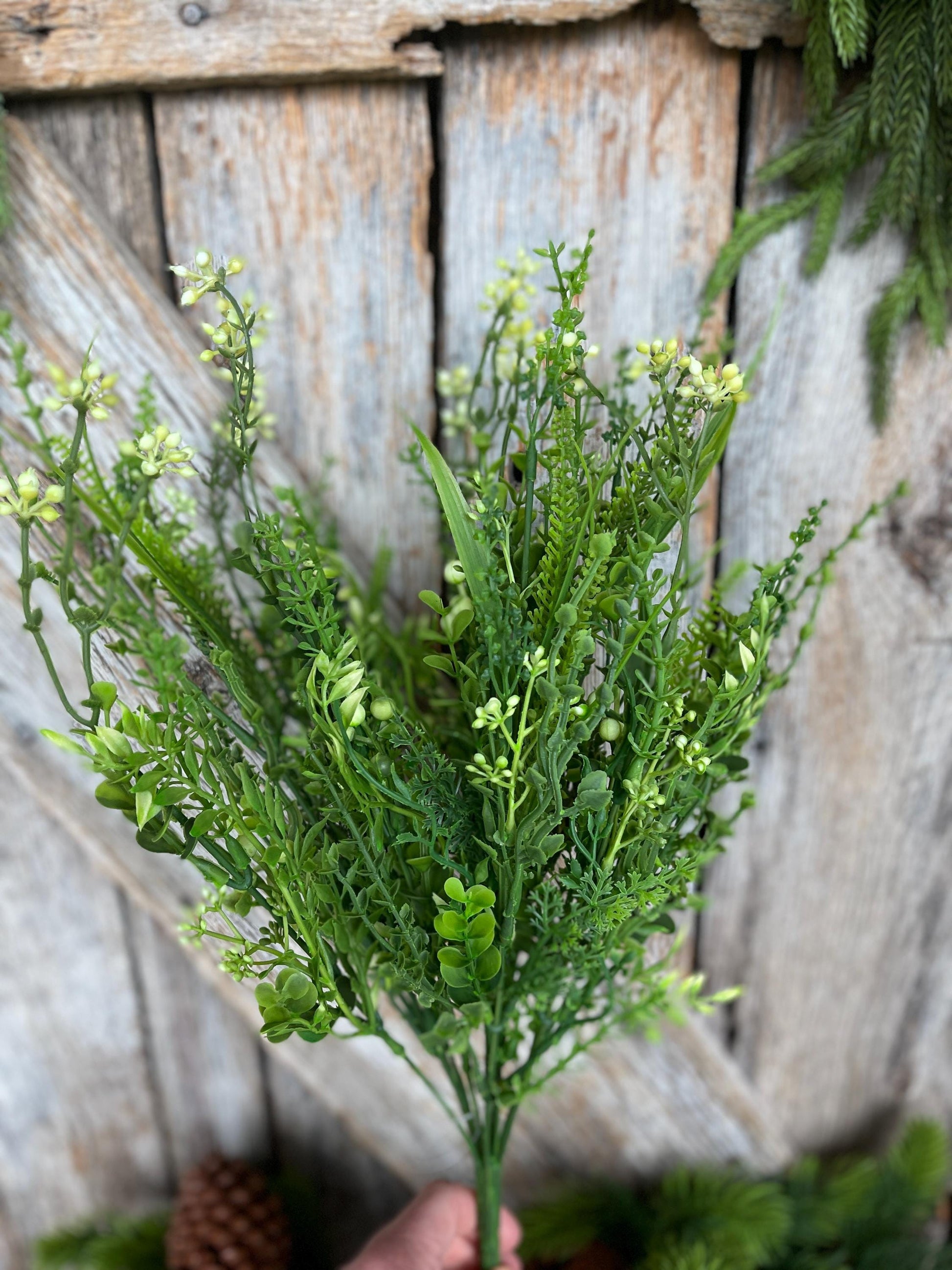 18" Mixed Greenery Bush, Plastic Greenery Bush, Greenery Filler Bush, Wreath Filler Bush, Artificial Greenery Bush, 82376