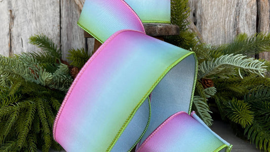 2.5" Pastel Horizon Ribbon, Farrisilk Ribbon, Wired Ribbon, Blue Ombre Ribbon, Spring Summer Ribbon, Pastel Ribbon, SR055-32
