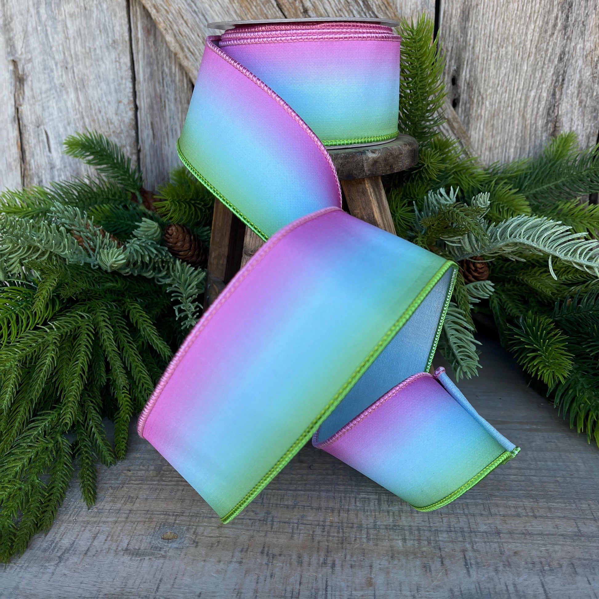 2.5" Pastel Horizon Ribbon, Farrisilk Ribbon, Wired Ribbon, Blue Ombre Ribbon, Spring Summer Ribbon, Pastel Ribbon, SR055-32