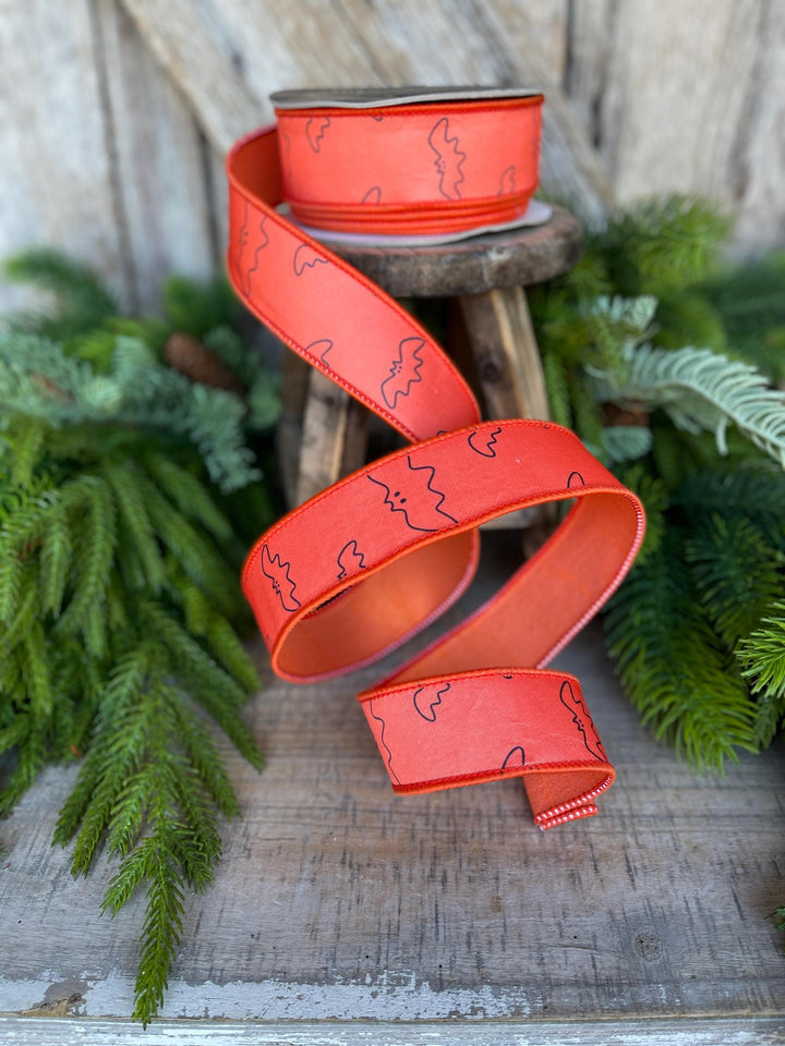 1.5" Orange Bat Ribbon, Farrisilk Ribbon