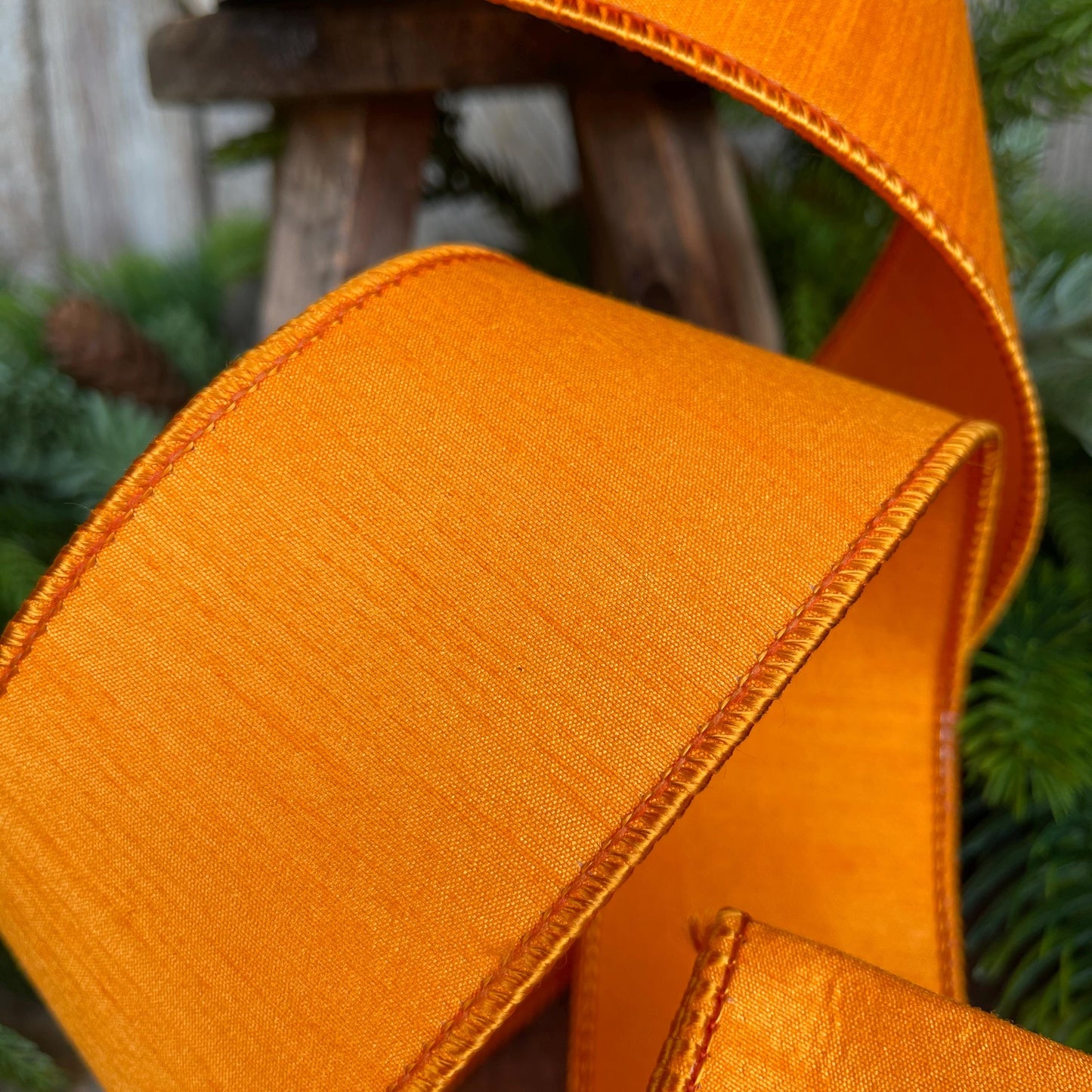 2.5" Orange Dupion Ribbon, Farrisilk Ribbon, Spring Summer Fall Halloween Ribbon