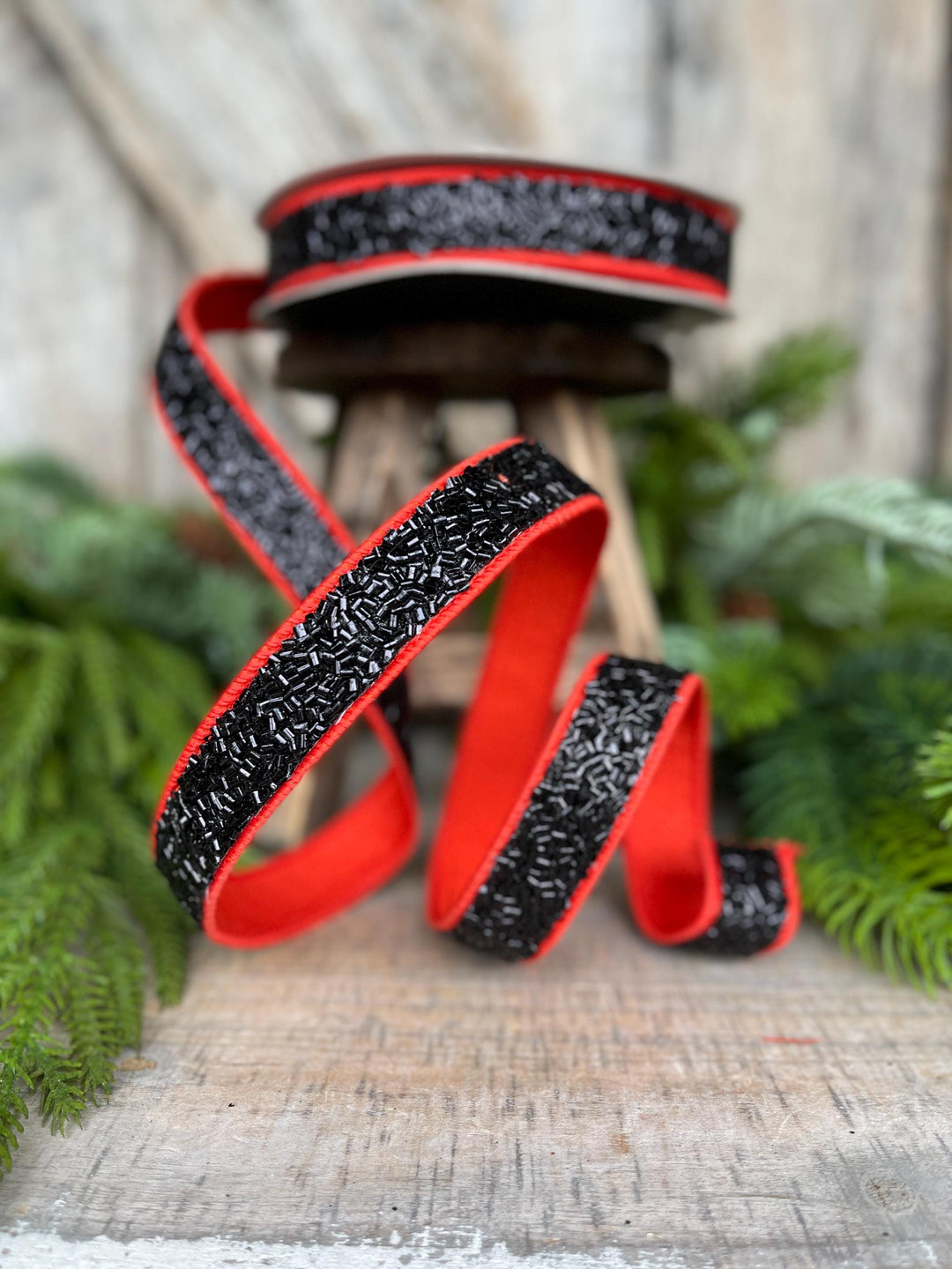 1" Orange Black Halloween Ribbon, Farrisilk Ribbon