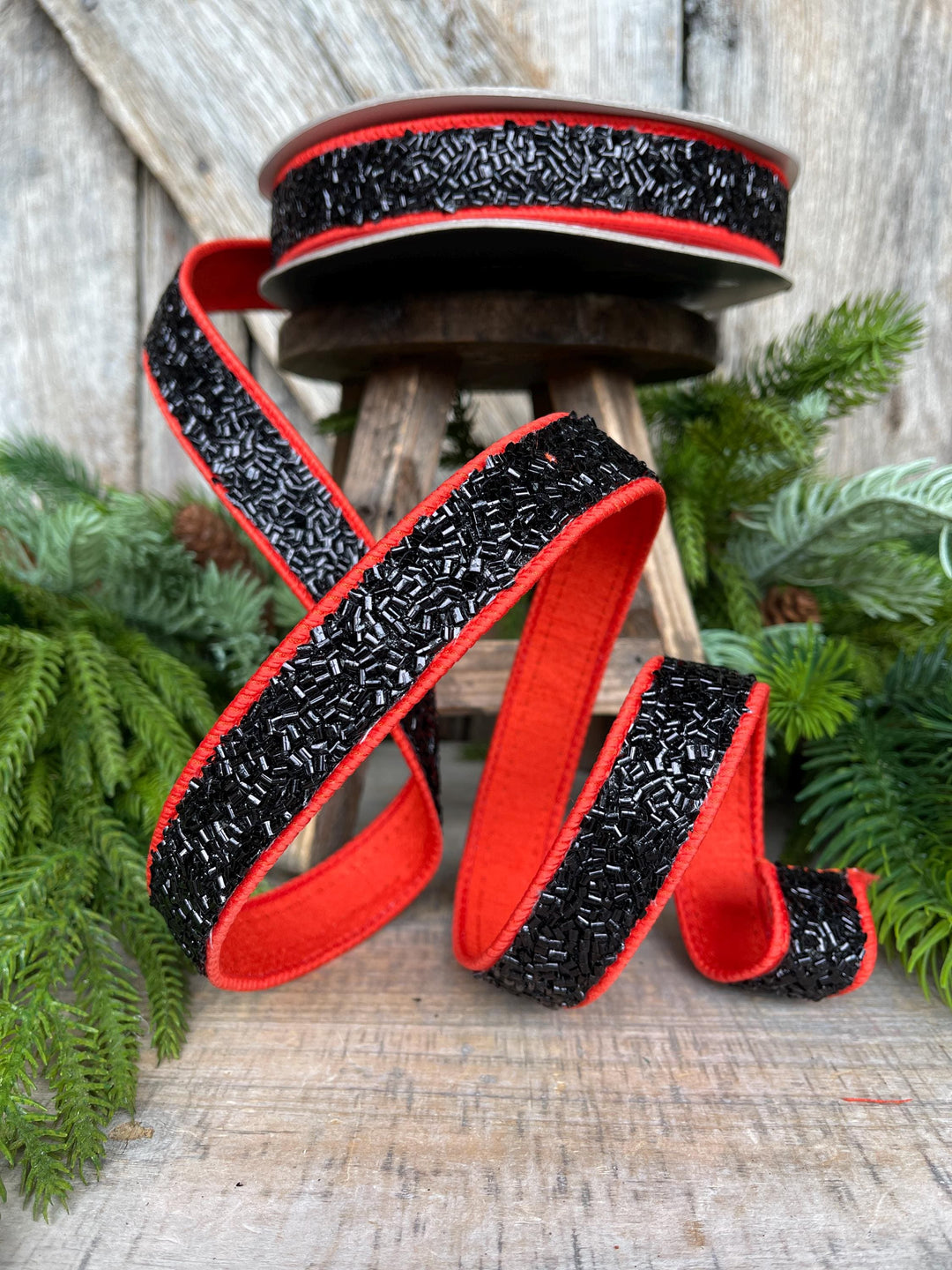 1" Orange Black Halloween Ribbon, Farrisilk Ribbon