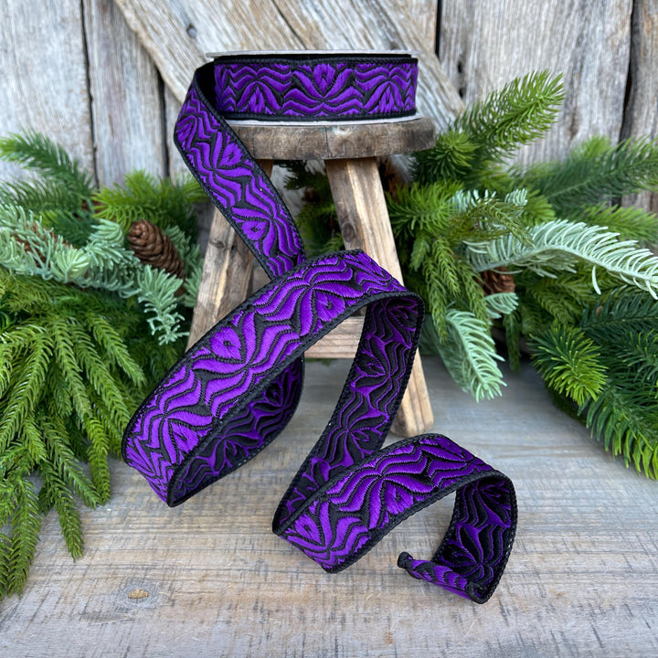 1" Purple Halloween Ribbon, Farrisilk Ribbon, Purple Ghoulish Ribbon