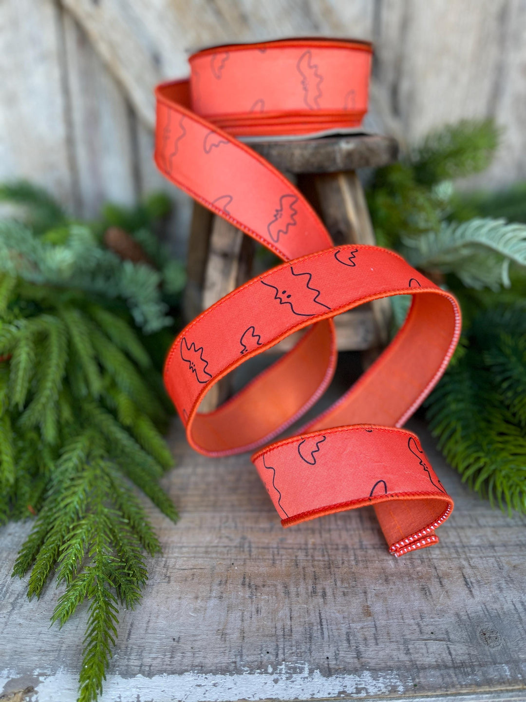 1.5" Orange Bat Ribbon, Farrisilk Ribbon