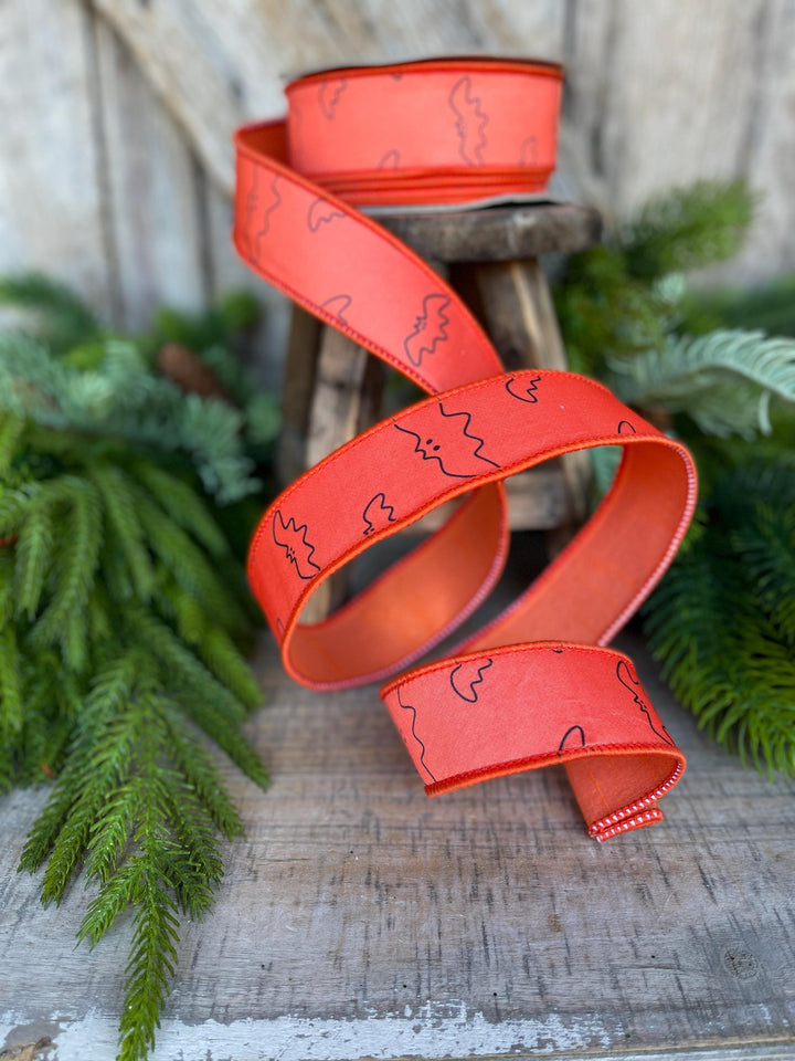 1.5" Orange Bat Ribbon, Farrisilk Ribbon