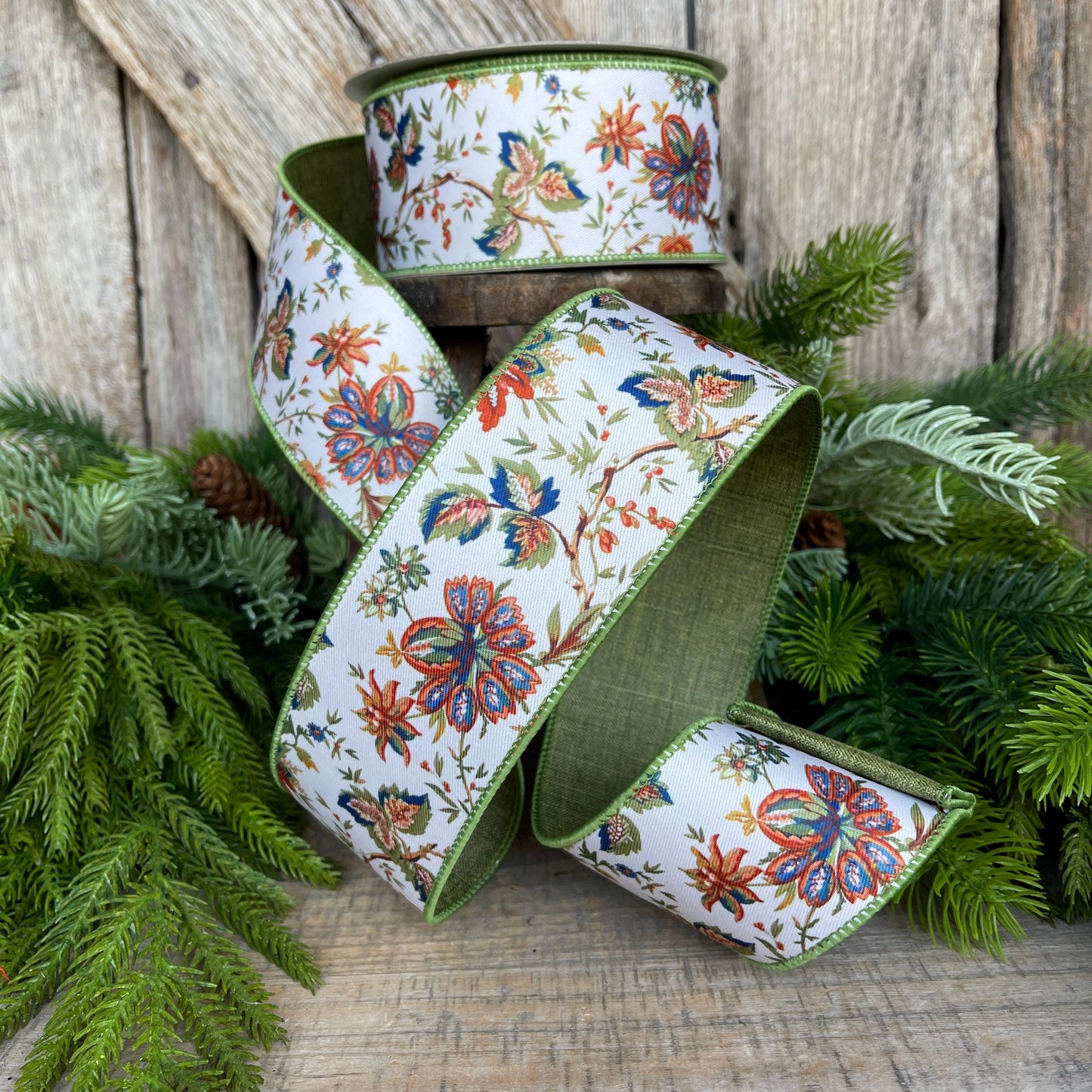 2.5" Fall Floral Ribbon, Farrisilk Ribbon, Designer Ribbon, Fall Ribbon, Fall Decor, RS091-32