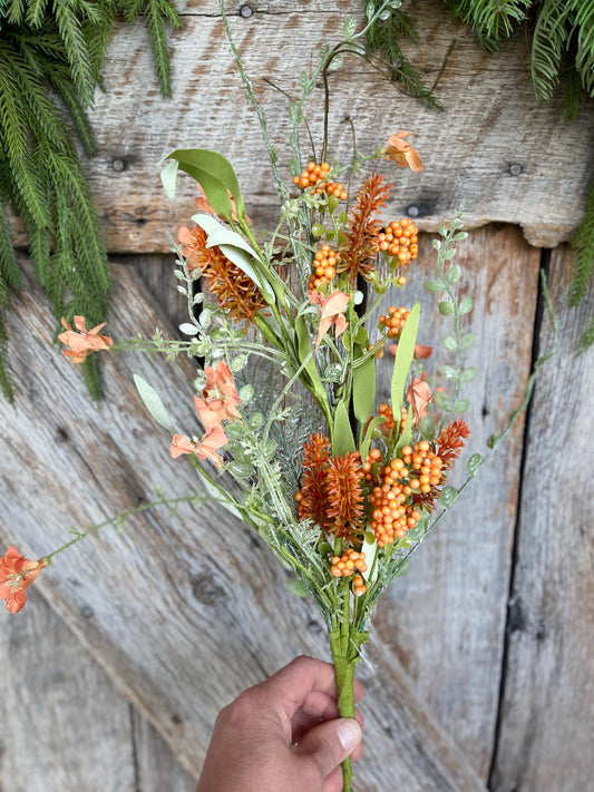 24" Orange Fall Filler Bush, 60919, Fall 60919, Orange Greenery Bush, Fall Greenery Bush, Fall Wreath Supply, 60919-0r