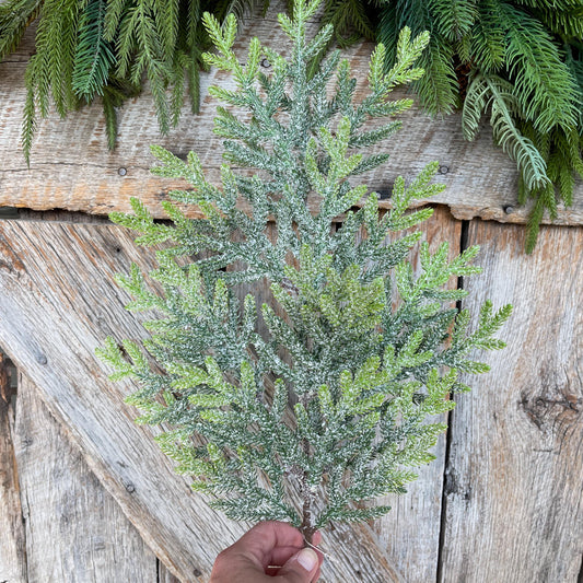 26" Norfolk Iced Pine Spray, Real Touch Norfold Pine, Artificial Pine Spray, Christmas Greenery, Pine Spray, Artificial Greenery, 84363