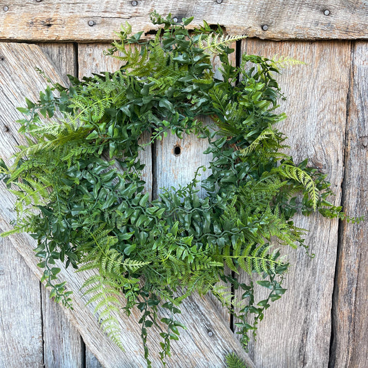 18" Fern Wreath, Front Door Wreath, Green Wreath
