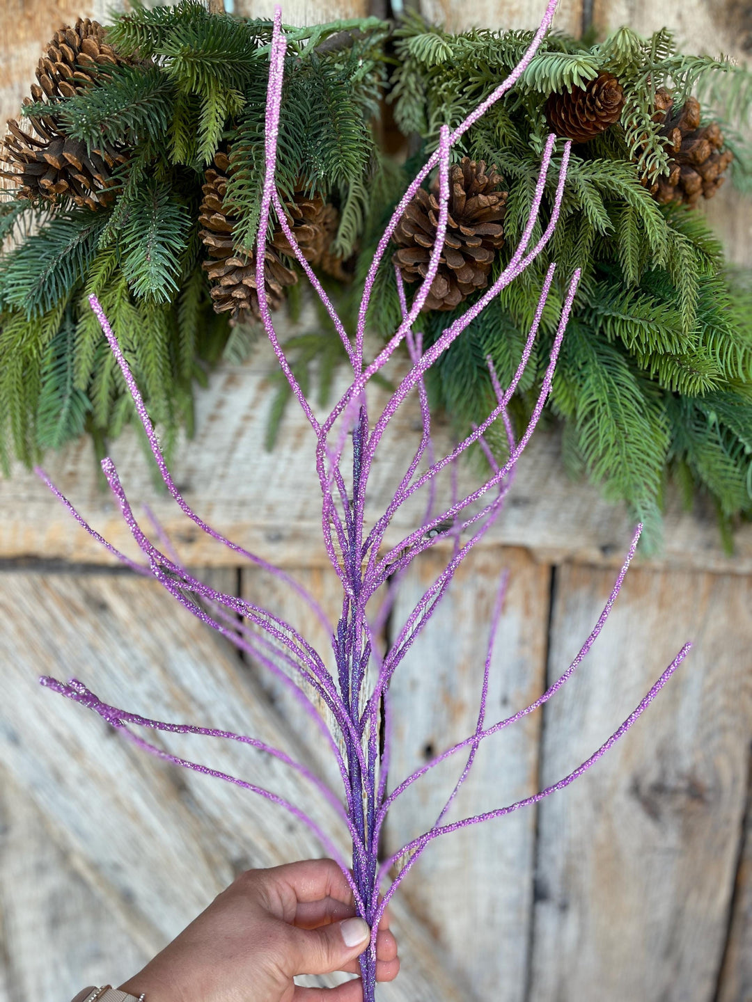 30" Purple Glitter Twig Halloween Spray, Purple Spray, Halloween Floral Stem
