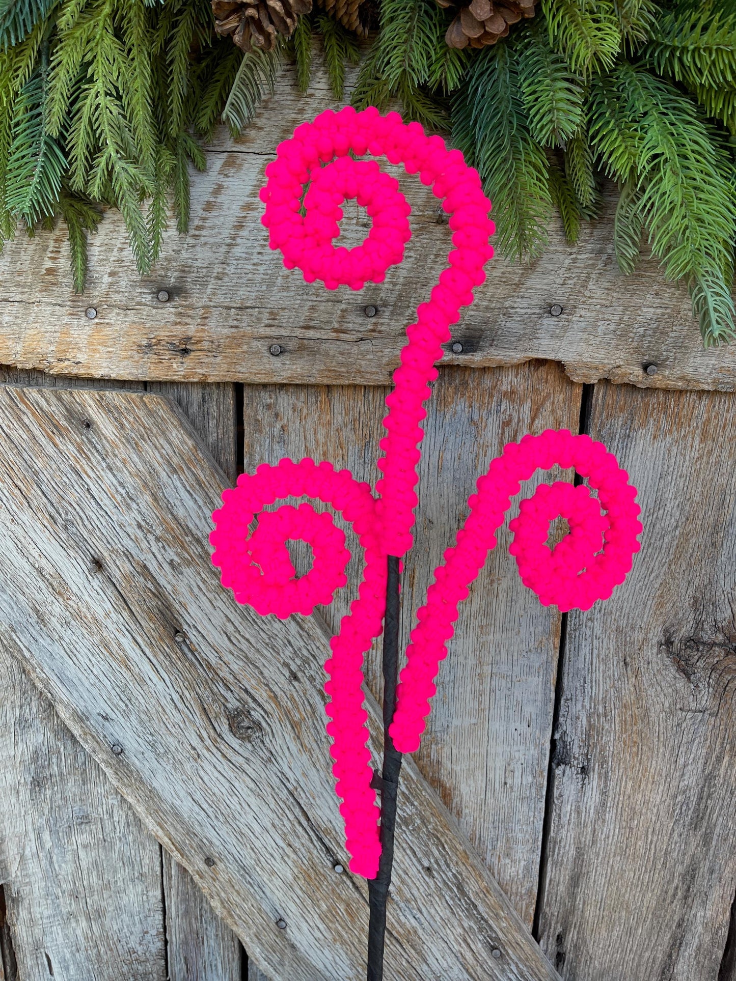 28" Hot Pink Puff Curly Spray, Hot Pink Halloween Spray, Wreath Supply