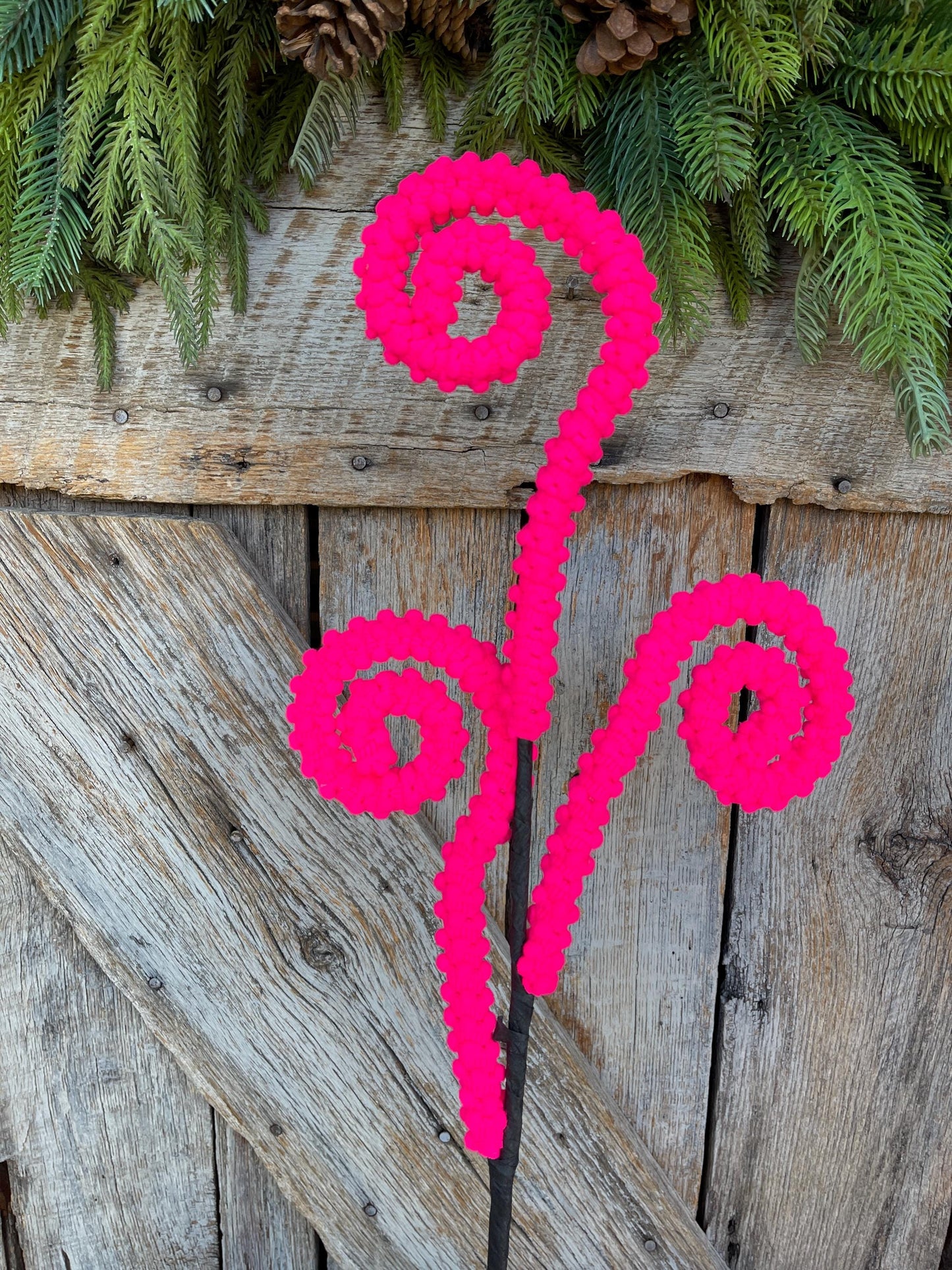 28" Hot Pink Puff Curly Spray, Hot Pink Halloween Spray, Wreath Supply