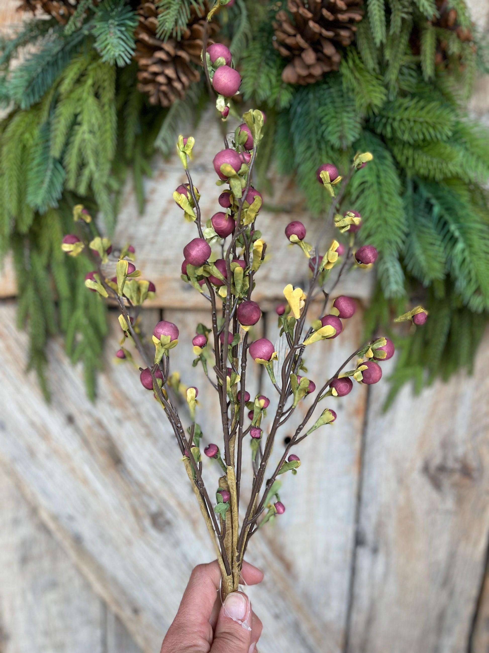 22" Wild Purple Berry Fall Spray, Artificial Berry Spray, Berry Floral Spray, Purple Berries, Plum Berries, Fall Floral Spray, 65135-PU