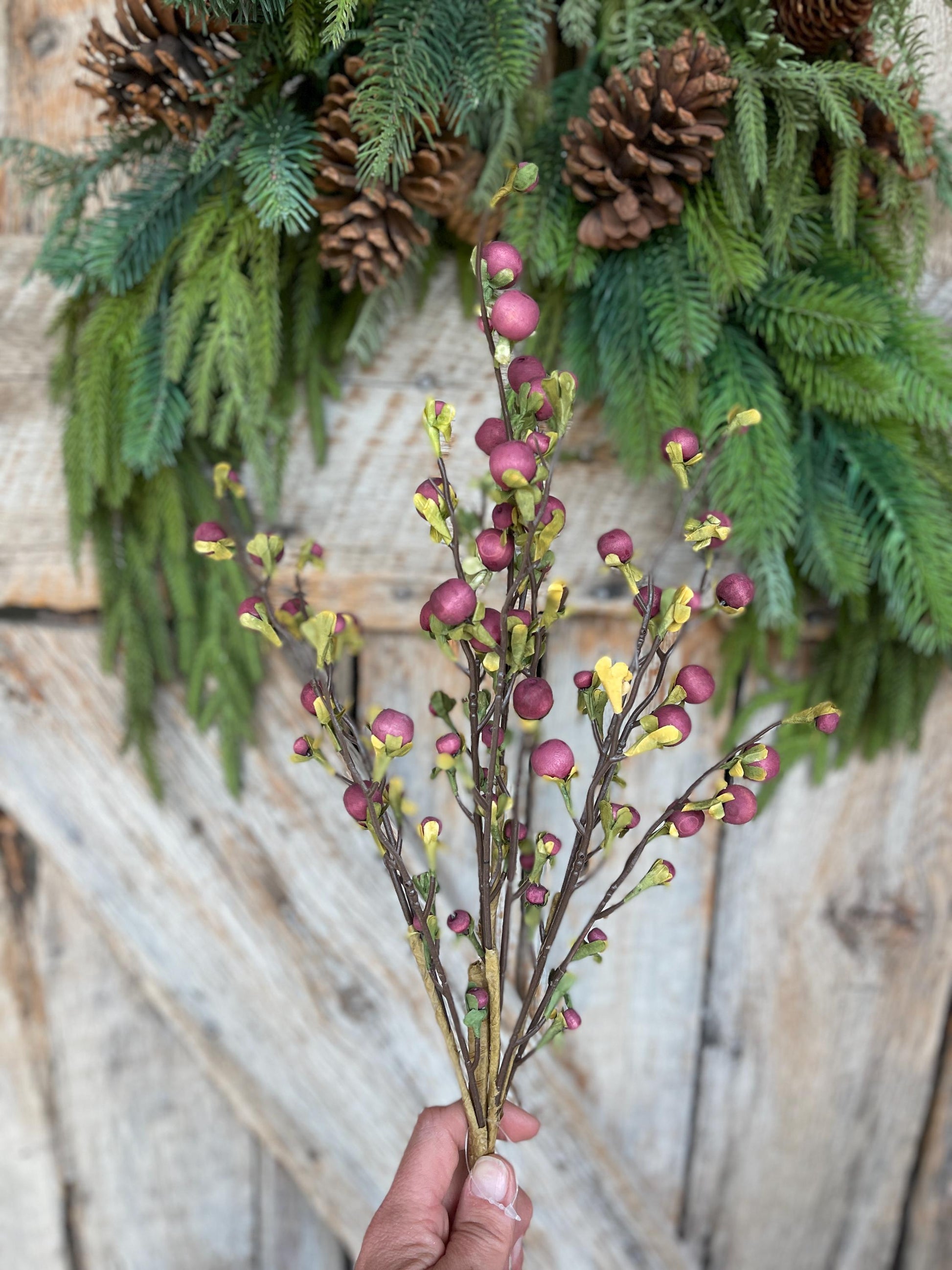 22" Wild Purple Berry Fall Spray, Artificial Berry Spray, Berry Floral Spray, Purple Berries, Plum Berries, Fall Floral Spray, 65135-PU