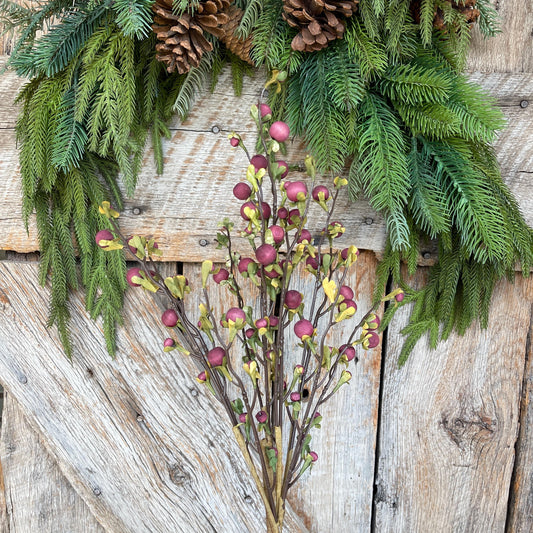 22" Wild Purple Berry Fall Spray, Artificial Berry Spray, Berry Floral Spray, Purple Berries, Plum Berries, Fall Floral Spray, 65135-PU