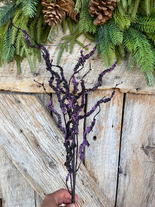 32" Puprle Drippy Berry Spray, Halloween Spray, Halloween Picks and Stems, Halloween Vase Filler, Halloween Floral Supply,Purple Berry Spray