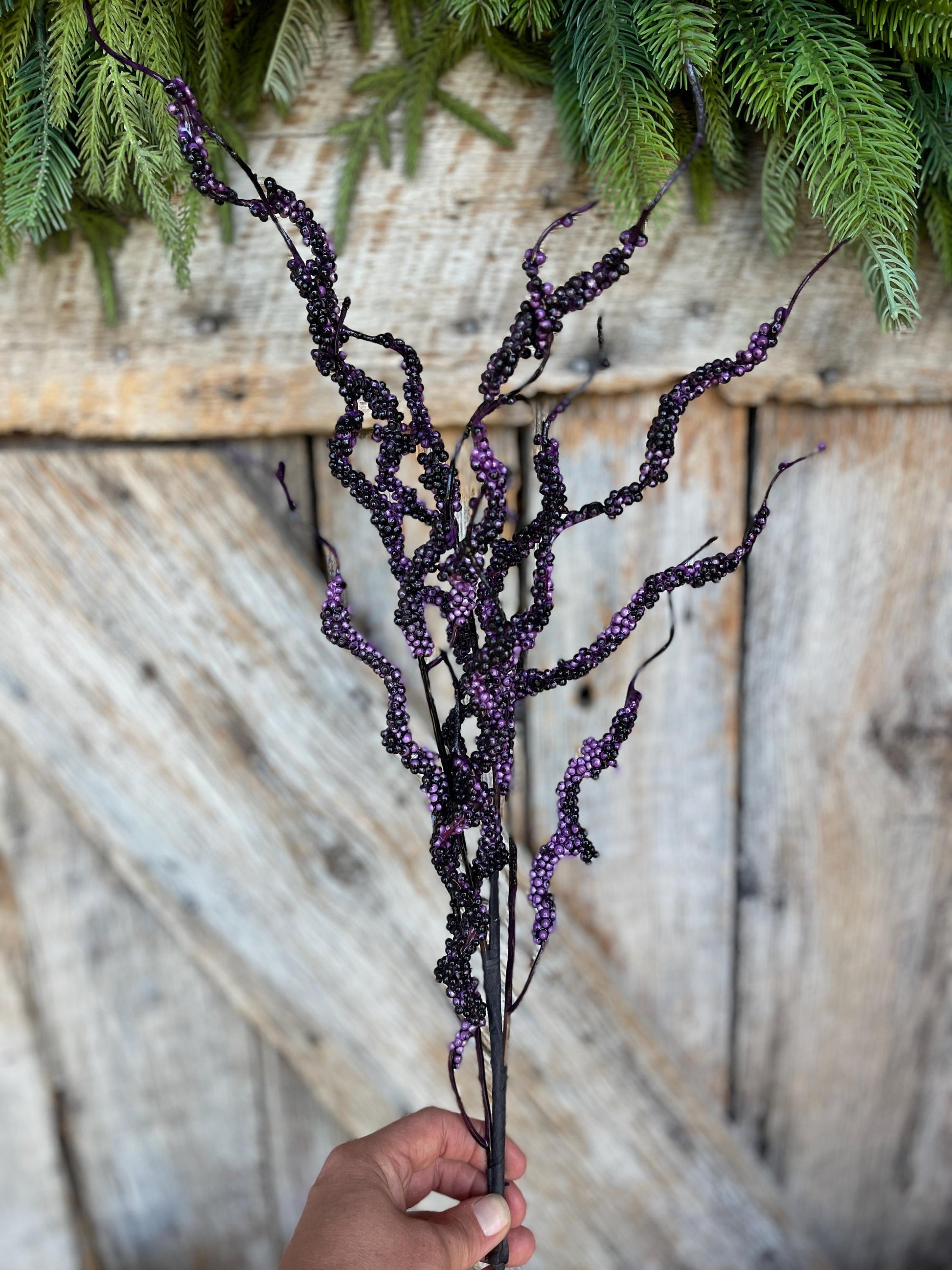 32" Puprle Drippy Berry Spray, Halloween Spray, Halloween Picks and Stems, Halloween Vase Filler, Halloween Floral Supply,Purple Berry Spray