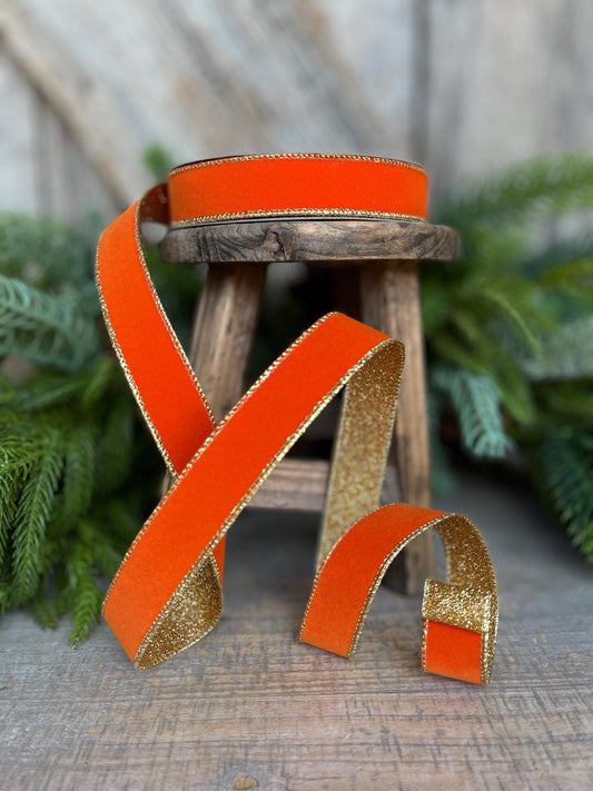 1" Orange Gold Ribbon, Farrisilk Ribbon, Orange Gold Gleam Ribbon, Halloween Ribbon, Fall Ribbon, Designer Ribbon, RS203-52