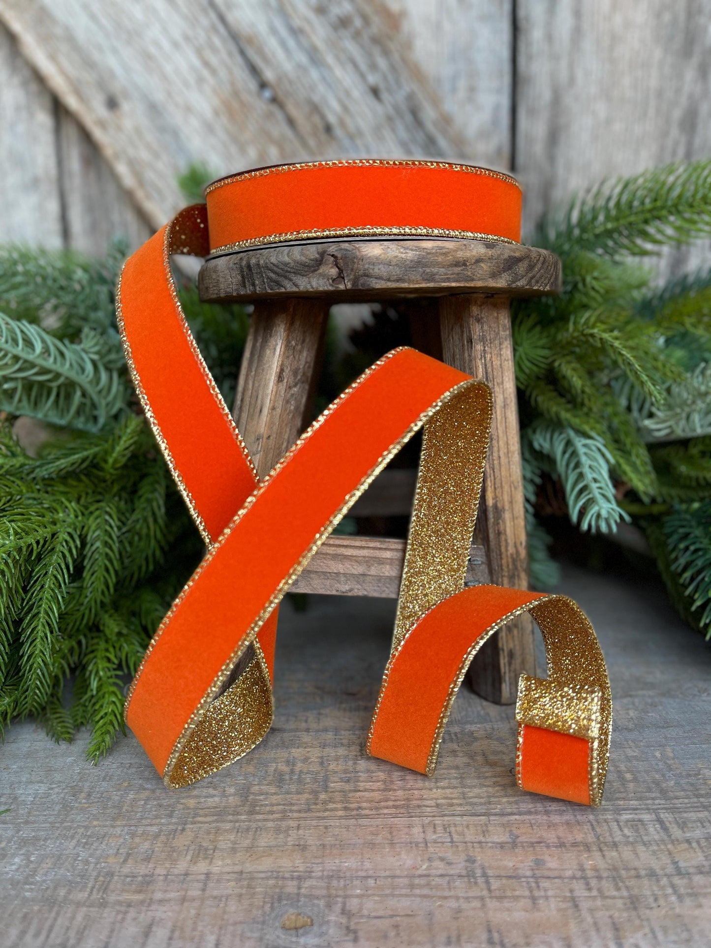 1" Orange Gold Ribbon, Farrisilk Ribbon, Orange Gold Gleam Ribbon