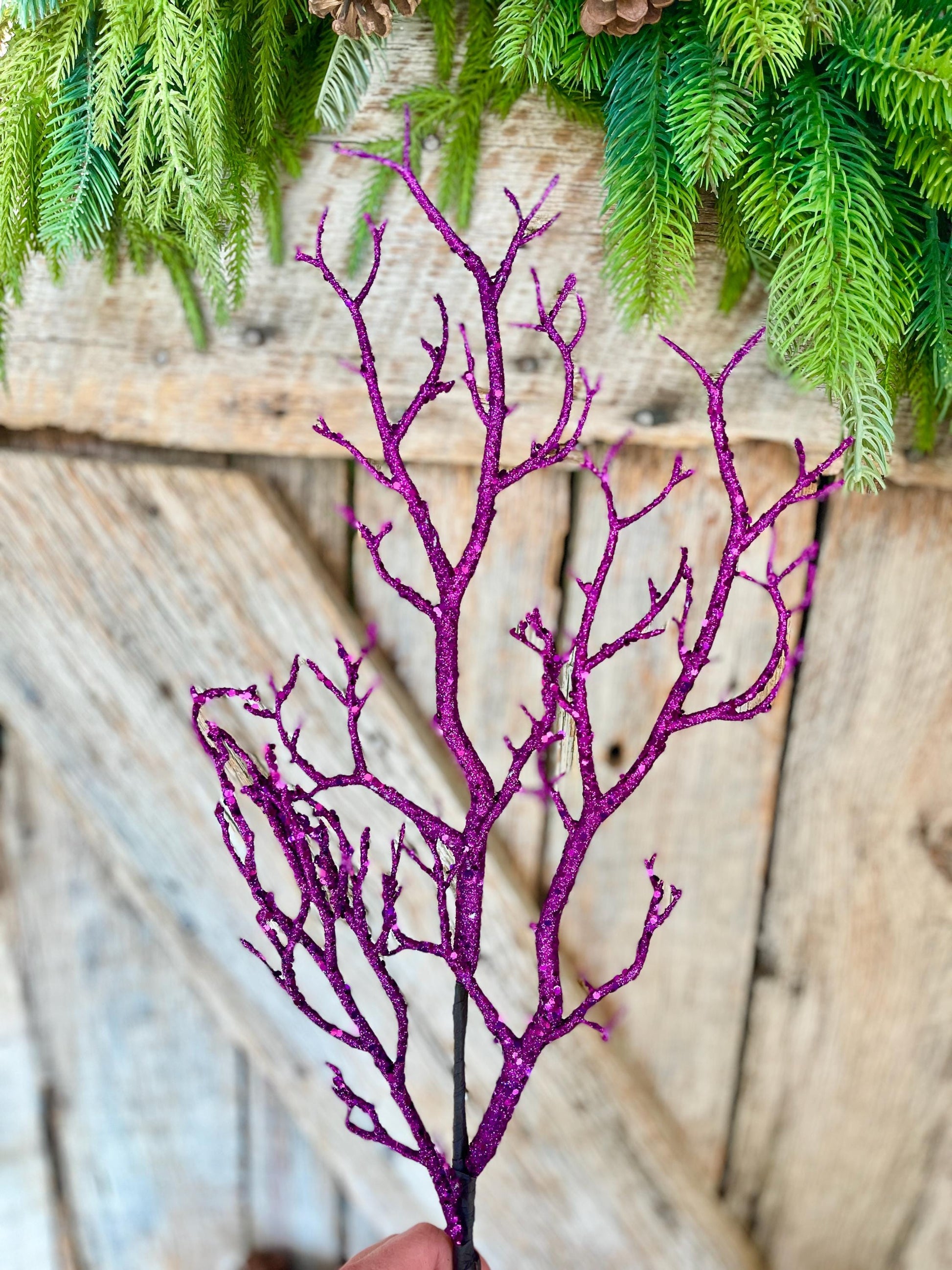 31" Purple Glitter Twig Halloween Spray, Purple Spray, Halloween Floral Stem, Halloween Spray, Picks and Stems, Purple, 57266PU