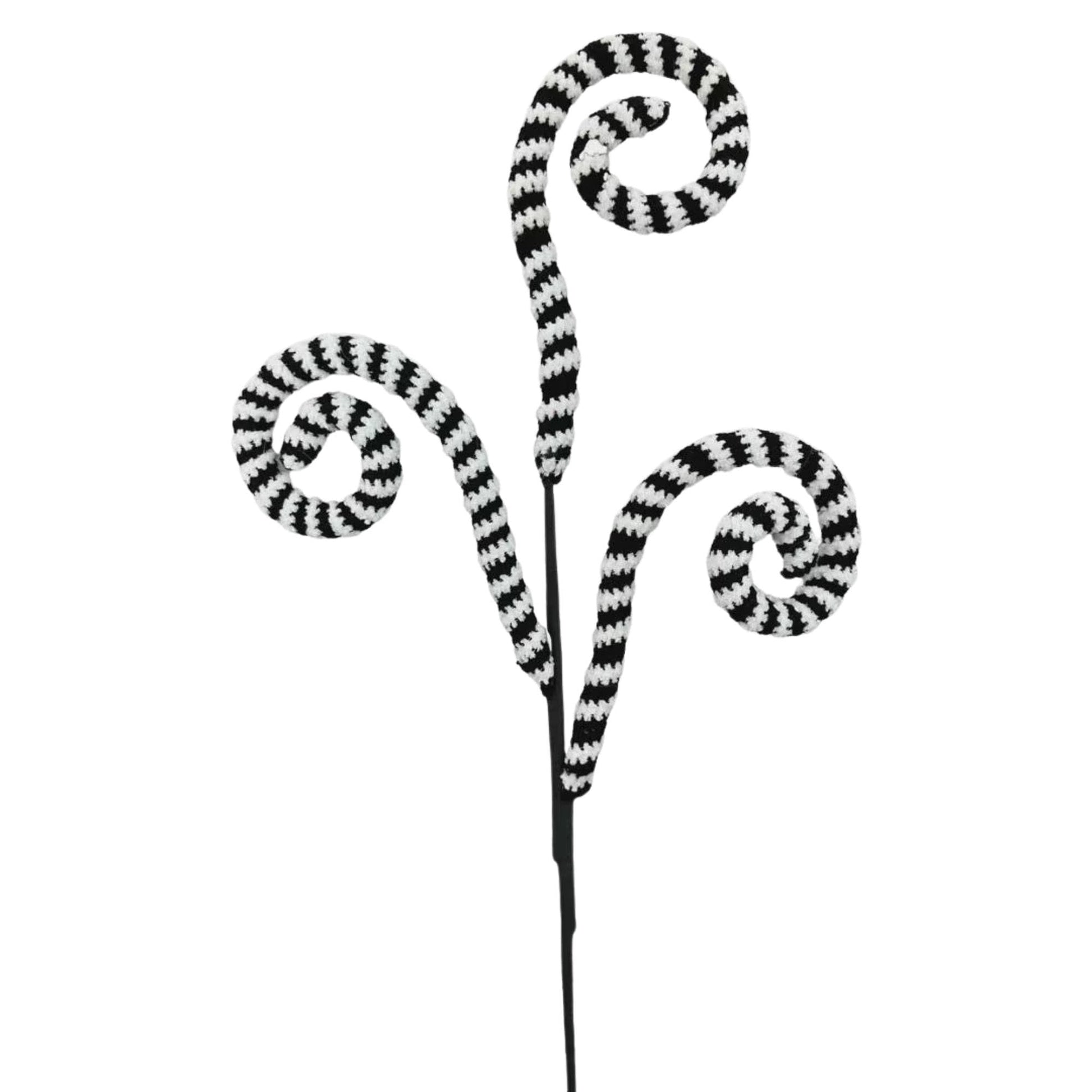 27" Black White Striped Curly Spray, Halloween Spray, Floral Spray, Curly Spray, Black White Spray, 57253BKWT