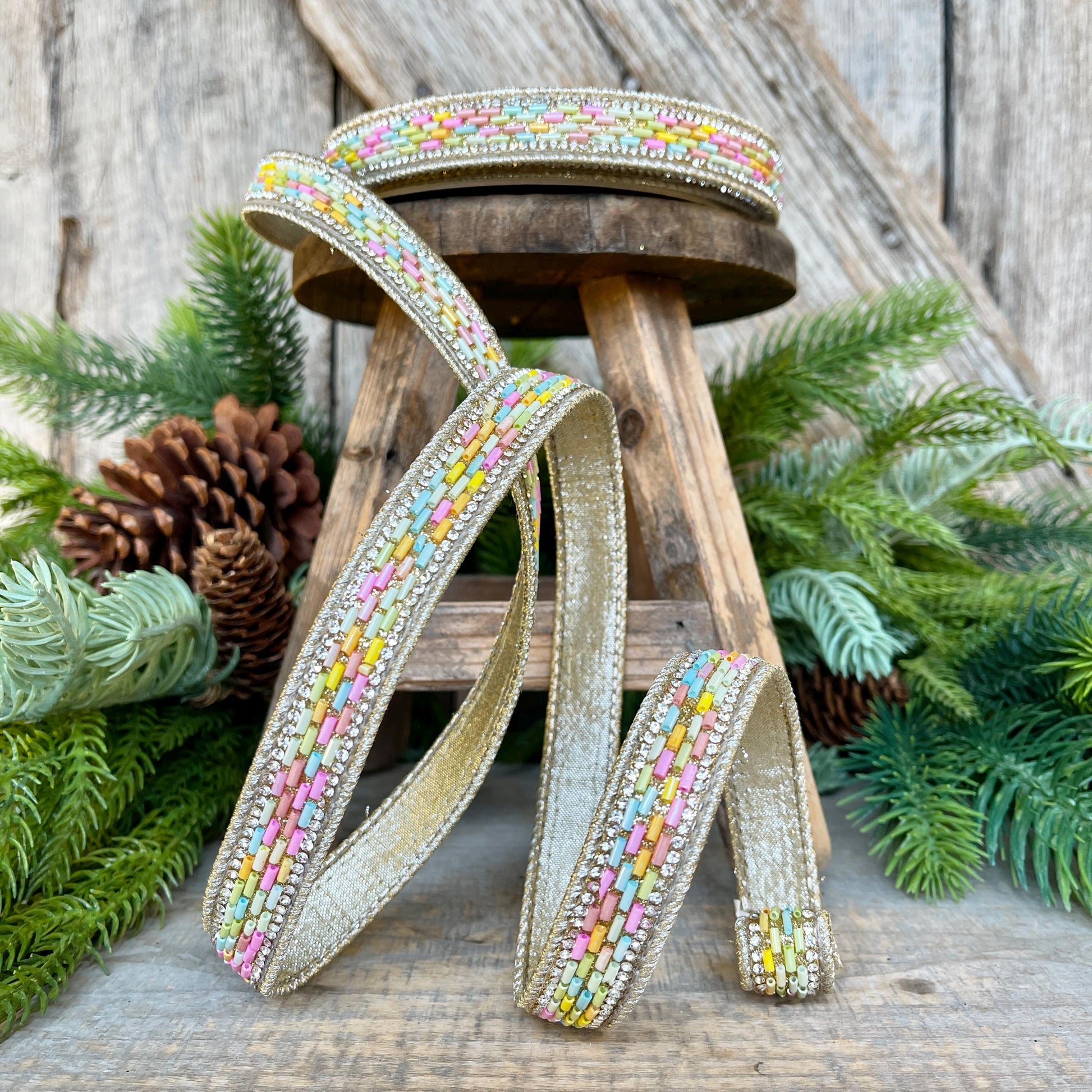 3/4" Sprinkles Ribbon, Farrisilk Ribbon, Beaded RIbbon, Pastel Sprinkle Ribbon, Candy Ribbon, Designer Ribbon, Christmas Ribbon,RK781-32