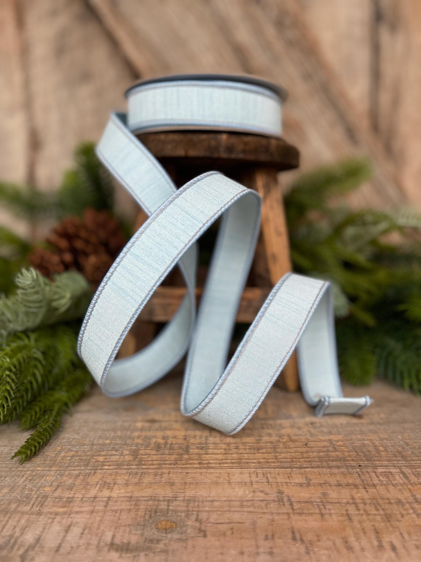 1” Baby Blue Dupion Ribbon, Farrisilk ribbon, wired ribbon, Christmas Ribbon, Blue Christmas, Blue ribbon, Light Blue Ribbon, RK608-30