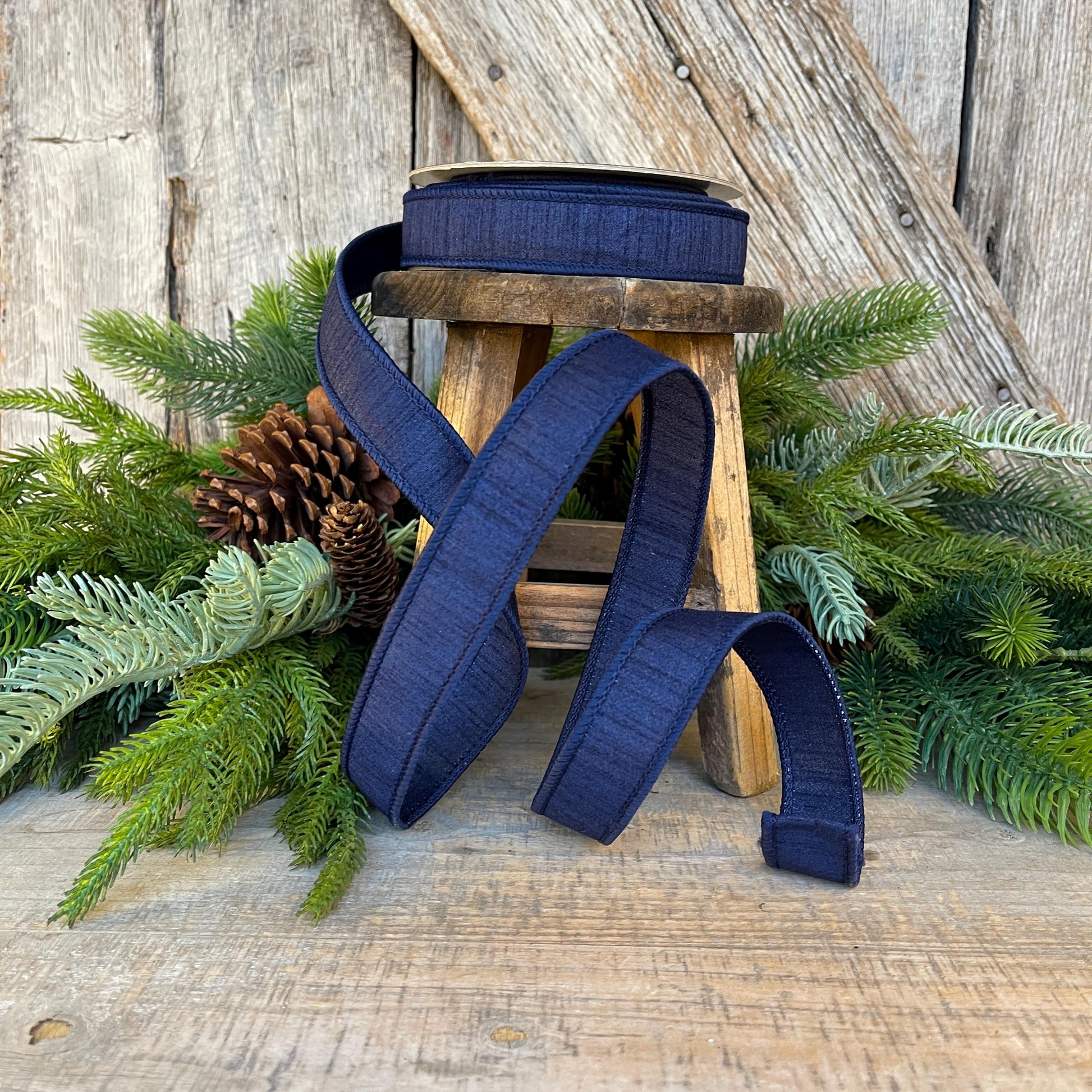 1" Navy Blue Dupion Ribbon, Farrisilk Ribbon, Ribbon