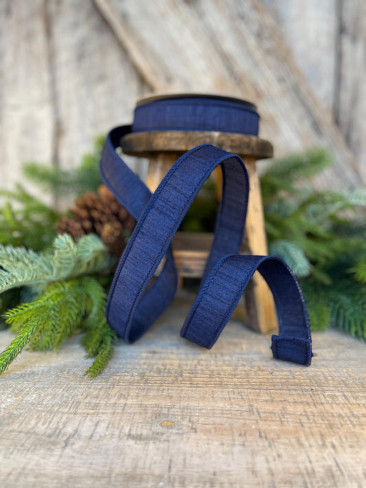 1" Navy Blue Dupion Ribbon, Farrisilk Ribbon, Ribbon