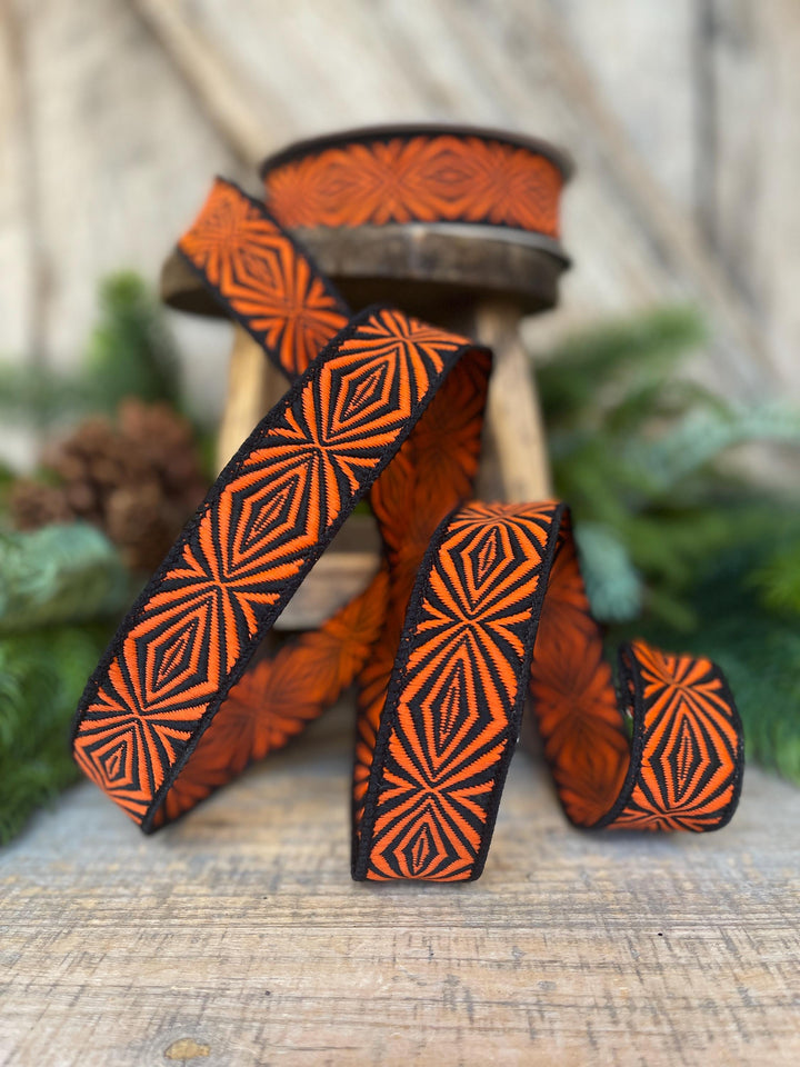 1" Halloween Ribbon, Orange Spider Ribbon, Farrisilk Ribbon