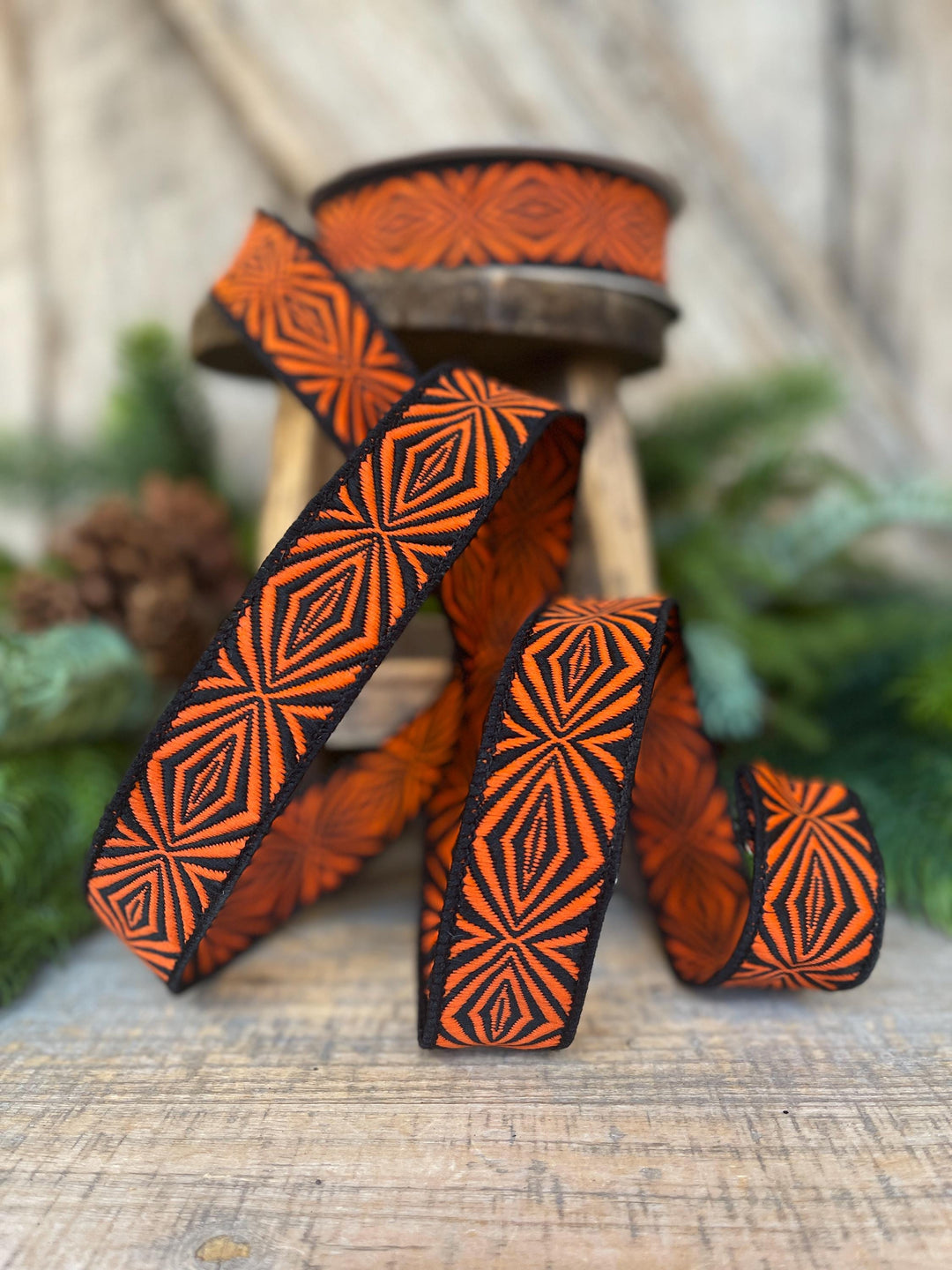 1" Halloween Ribbon, Orange Spider Ribbon, Farrisilk Ribbon