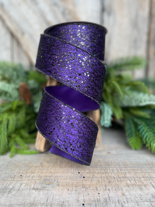 2.5" Purple Wicked Weave Ribbon, Farrisilk Ribbon, Halloween RIbbon, Purple Web Ribbon, Designer Ribbon, Wired RIbbon, RS257-86