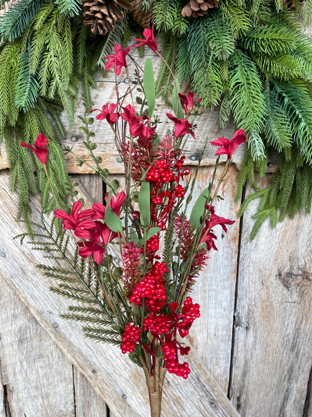 24" Red Christmas Bush, Christmas 60919, Red Berry Filler Bush