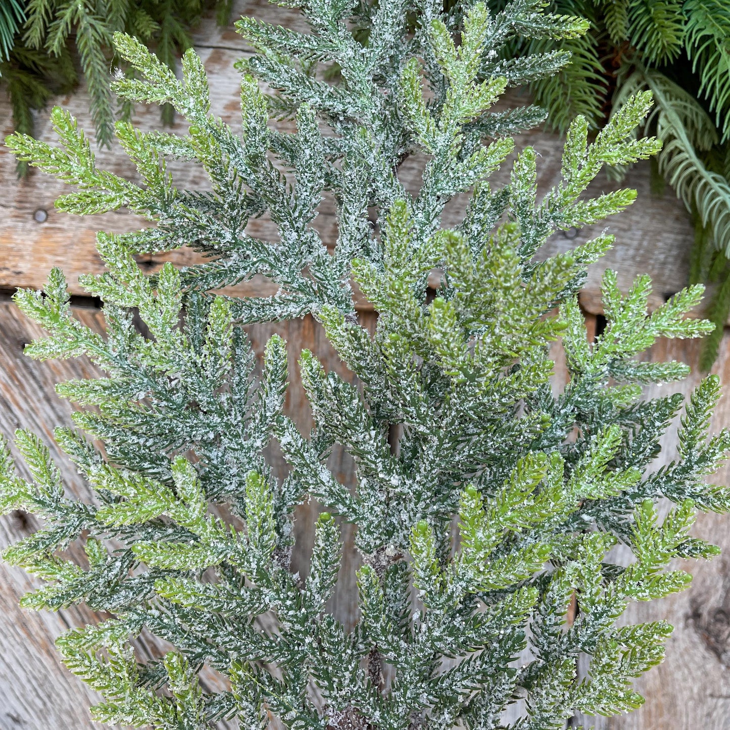 26" Norfolk Iced Pine Spray, Real Touch Norfold Pine, Artificial Pine Spray