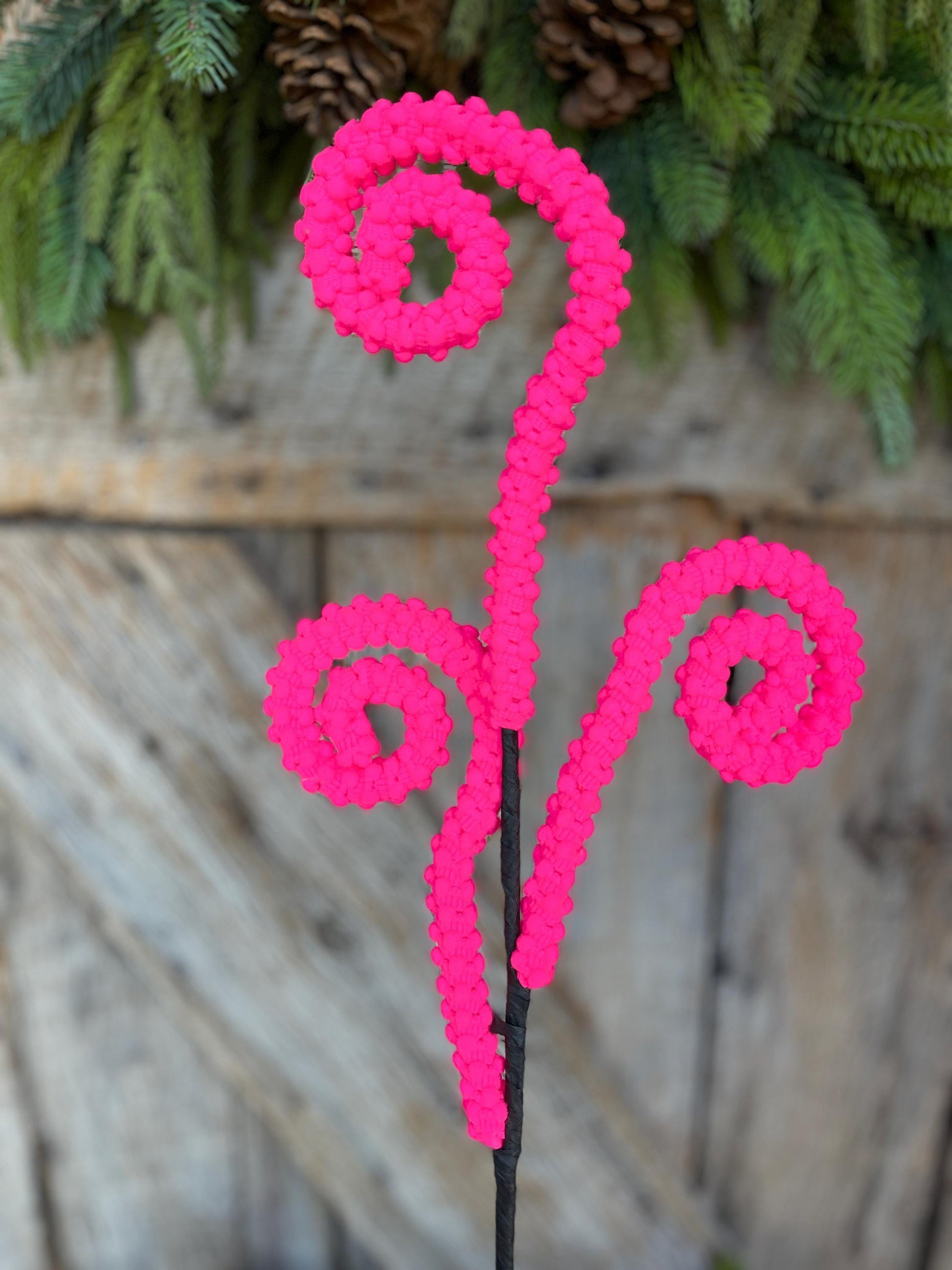 28" Hot Pink Puff Curly Spray, Hot Pink Halloween Spray, Wreath Supply