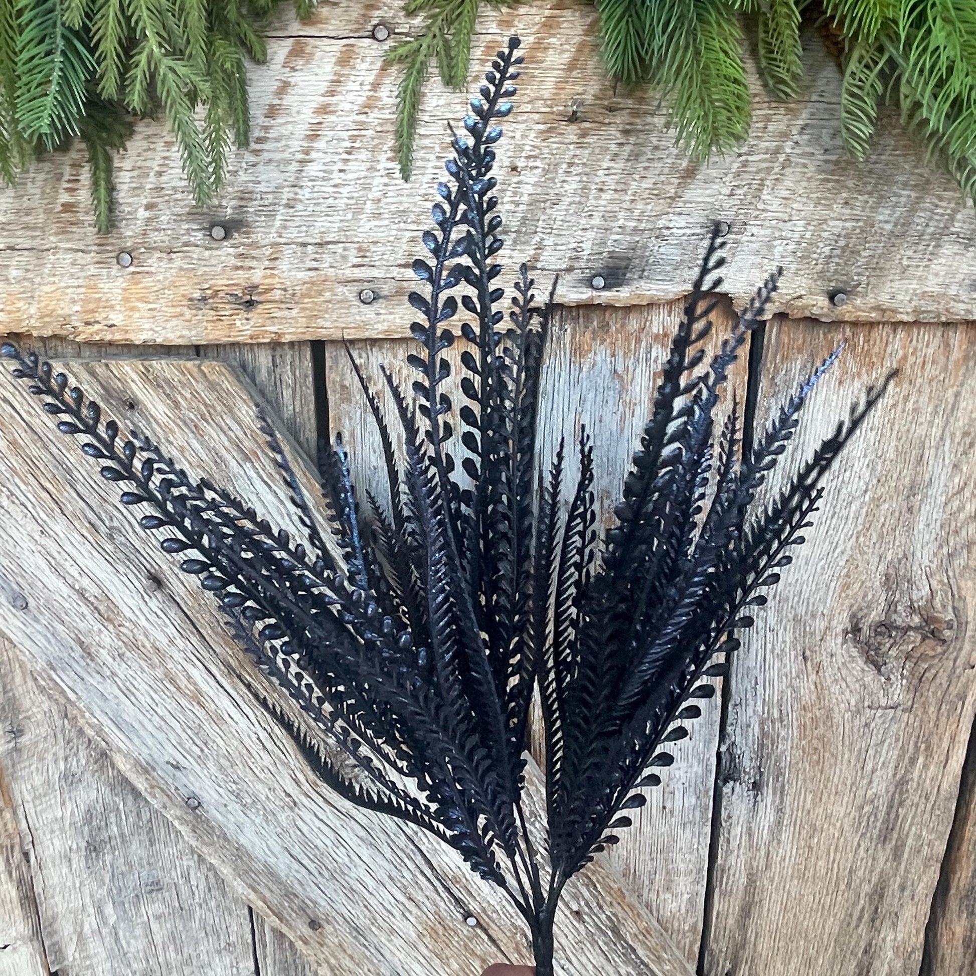 2-" Black Purple Beaded Grass Bush, Black Greenery Bush, Black Filler Bush, Halloween Floral, Black Artificial Greenery, 57314IRPU