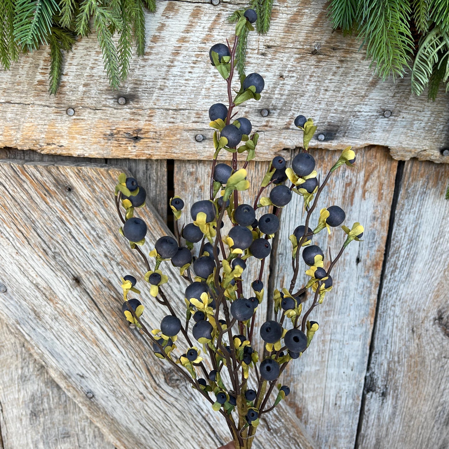 22" Wild Blue Berry Fall Spray, Artificial Berry Spray, Berry Floral Spray,Dark Blue Berries, Navy Blue Berries, Fall Floral Spray, 65135-BL
