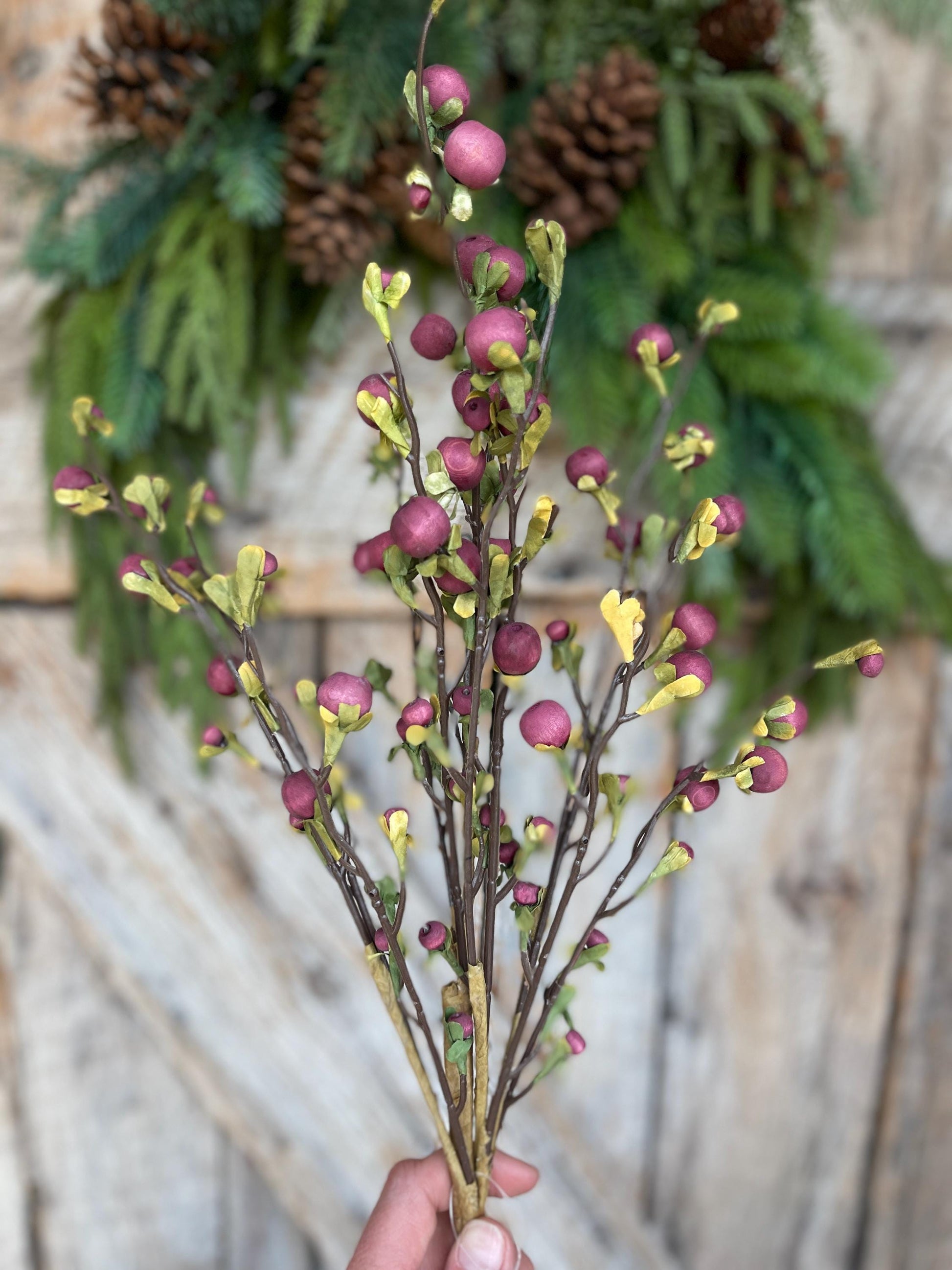 22" Wild Purple Berry Fall Spray, Artificial Berry Spray, Berry Floral Spray, Purple Berries, Plum Berries, Fall Floral Spray, 65135-PU
