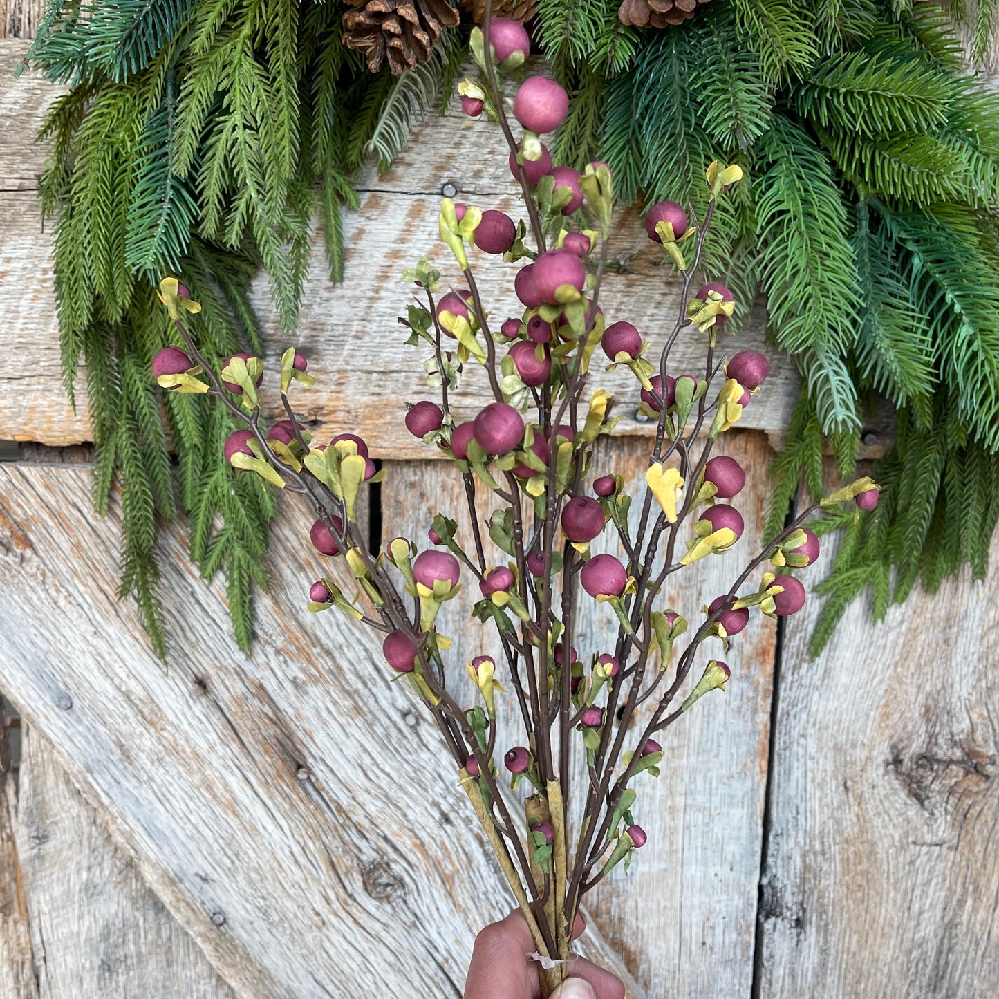 22" Wild Purple Berry Fall Spray, Artificial Berry Spray, Berry Floral Spray, Purple Berries, Plum Berries, Fall Floral Spray, 65135-PU