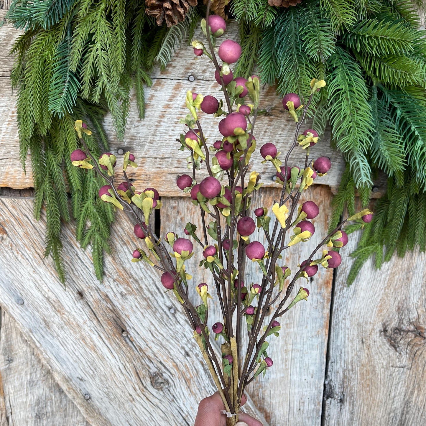 22" Wild Purple Berry Fall Spray, Artificial Berry Spray, Berry Floral Spray, Purple Berries, Plum Berries, Fall Floral Spray, 65135-PU