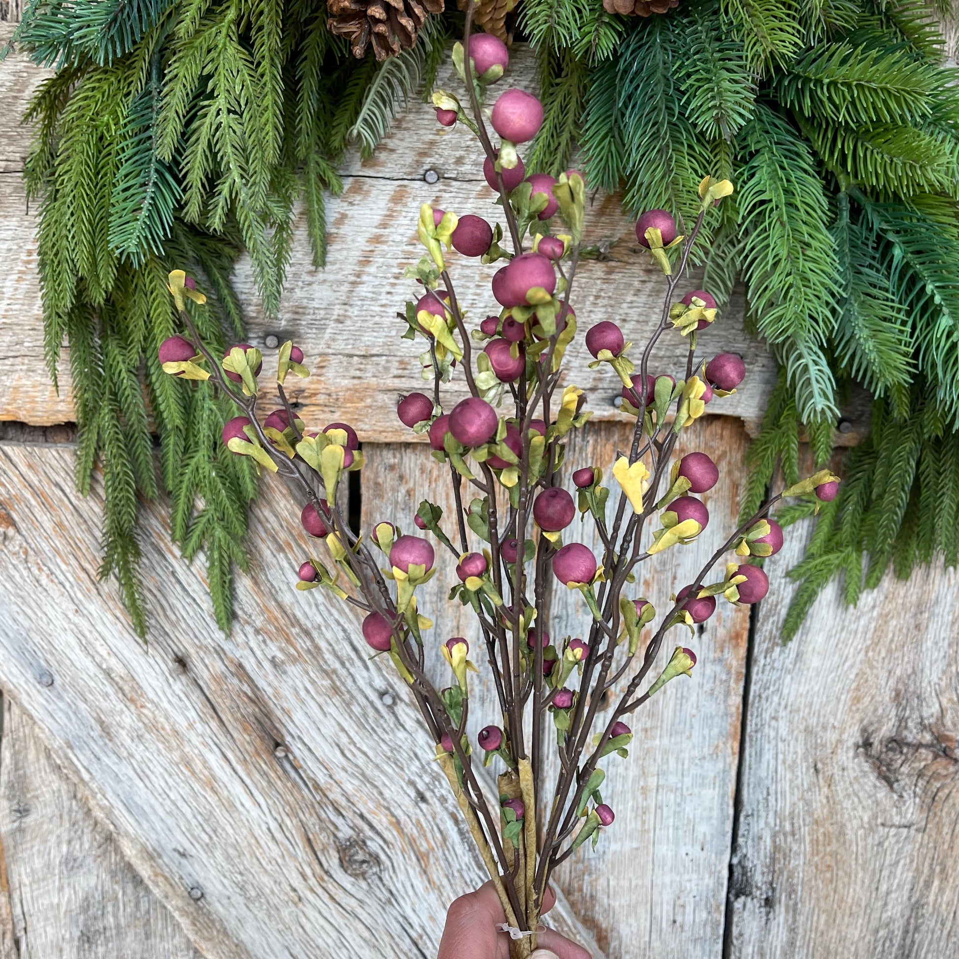 22" Wild Purple Berry Fall Spray, Artificial Berry Spray, Berry Floral Spray, Purple Berries, Plum Berries, Fall Floral Spray, 65135-PU