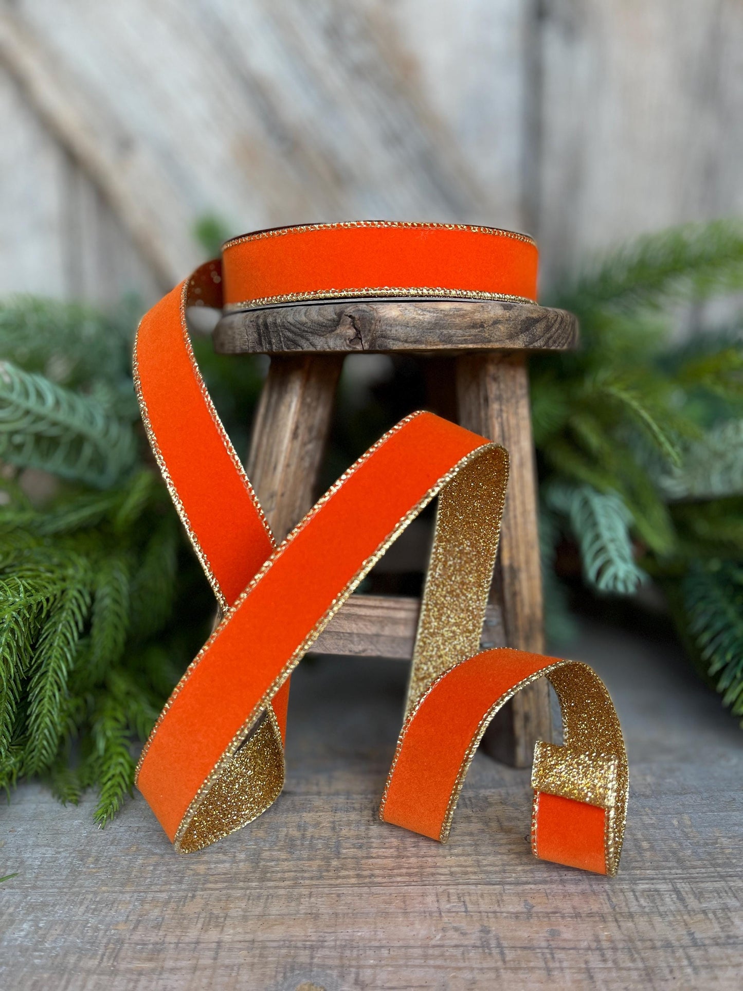 1" Orange Gold Ribbon, Farrisilk Ribbon, Orange Gold Gleam Ribbon