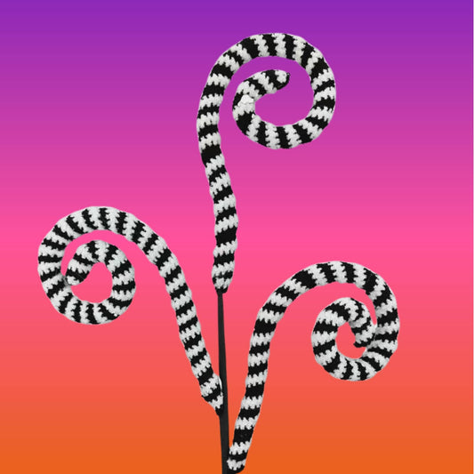 27" Black White Striped Curly Spray, Halloween Spray, Floral Spray, Curly Spray, Black White Spray, 57253BKWT