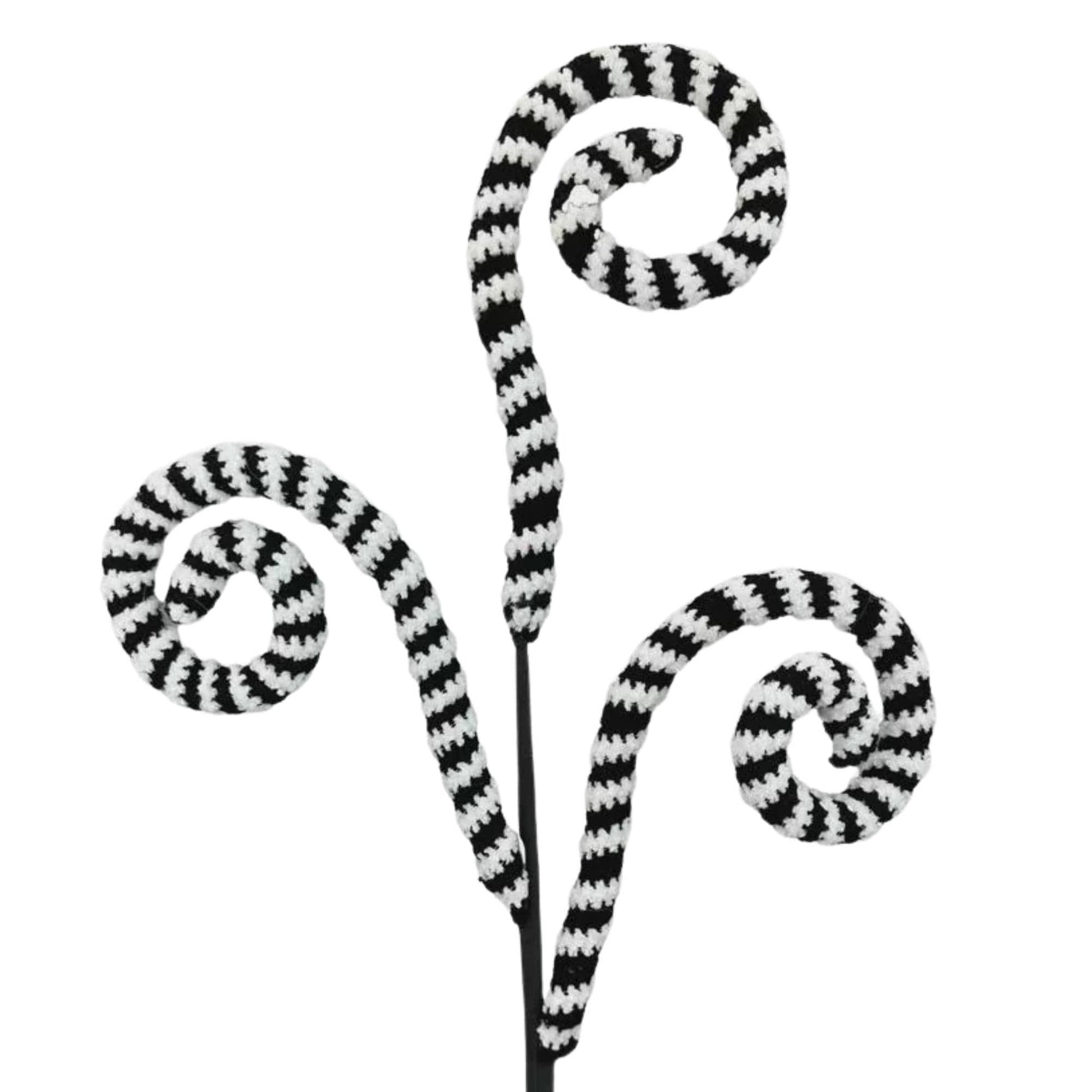 27" Black White Striped Curly Spray, Halloween Spray, Floral Spray, Curly Spray, Black White Spray, 57253BKWT