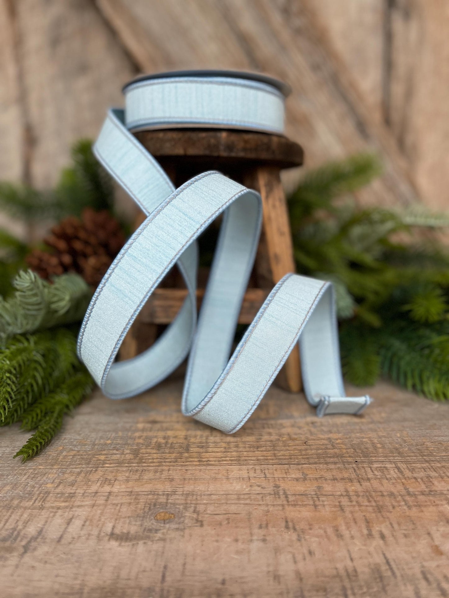 1” Baby Blue Dupion Ribbon, Farrisilk ribbon, wired ribbon, Christmas Ribbon, Blue Christmas, Blue ribbon, Light Blue Ribbon, RK608-30