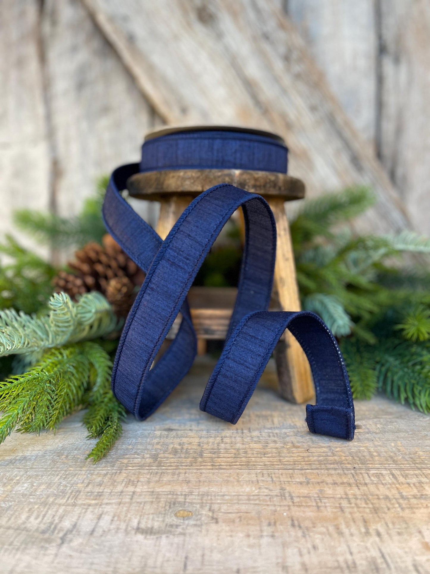 1" Navy Blue Dupion Ribbon, Farrisilk Ribbon, Ribbon