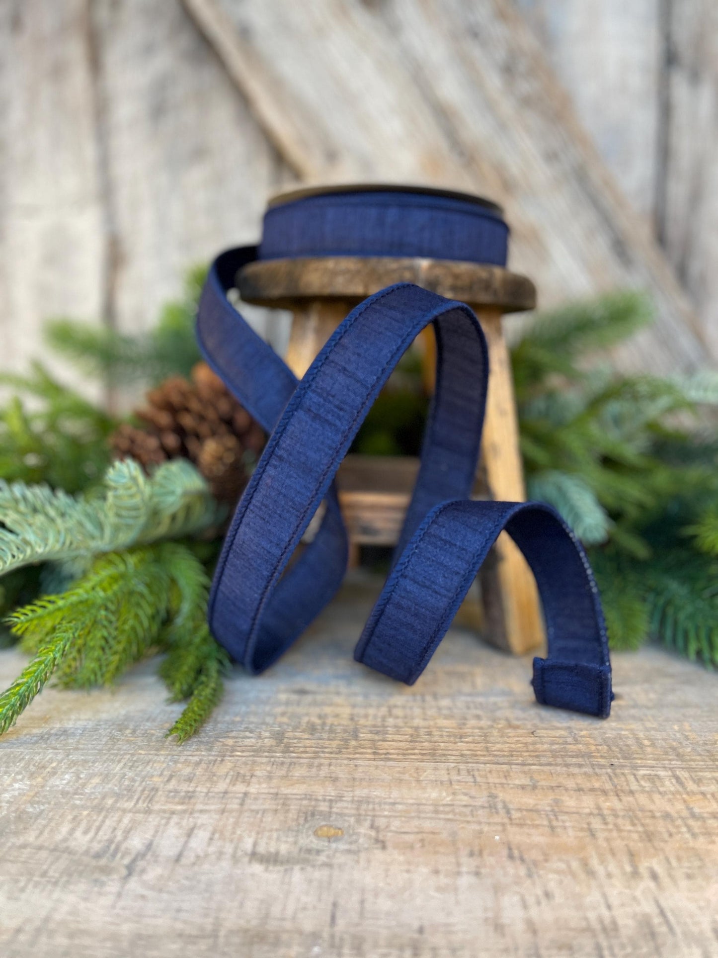 1" Navy Blue Dupion Ribbon, Farrisilk Ribbon, Ribbon